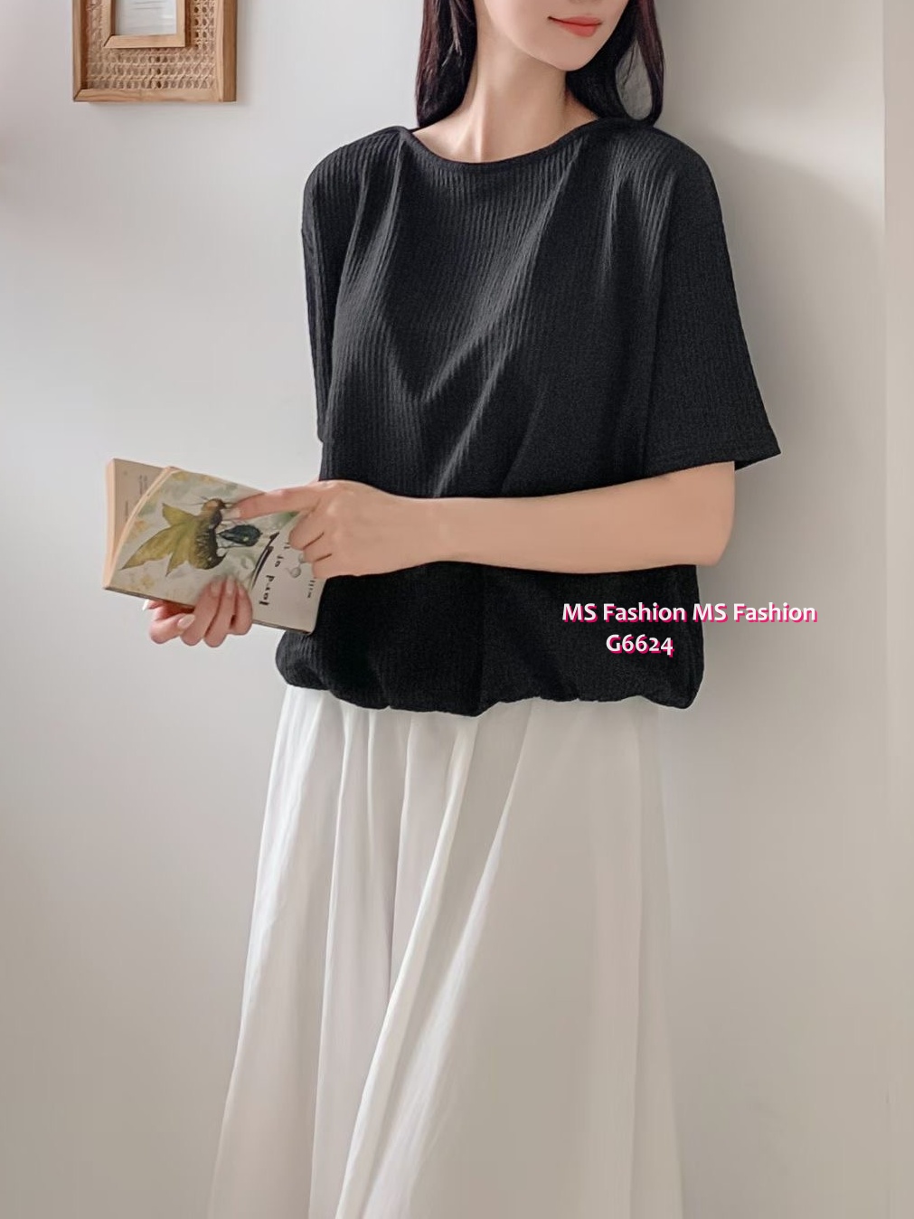G6624 淨色暗紋top