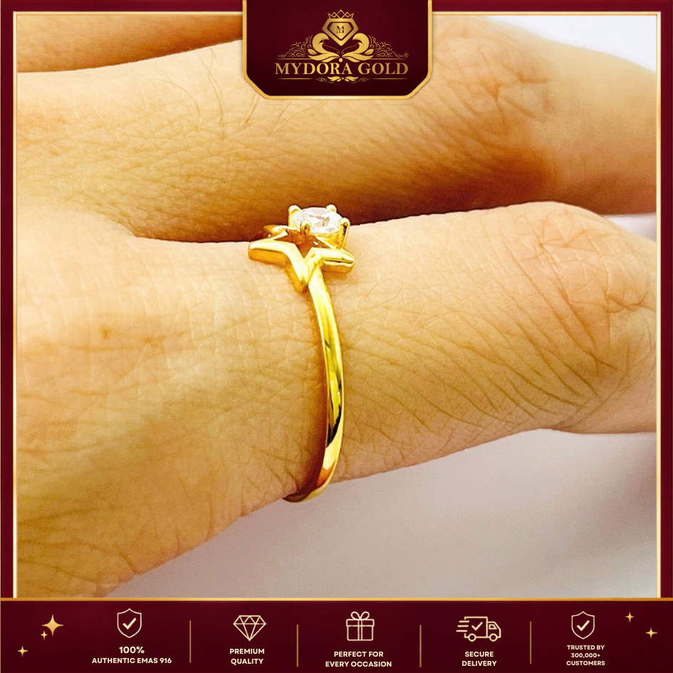 MYDORA EMAS 916 Cincin Batu CZ Star Shine l EMAS 916/22K