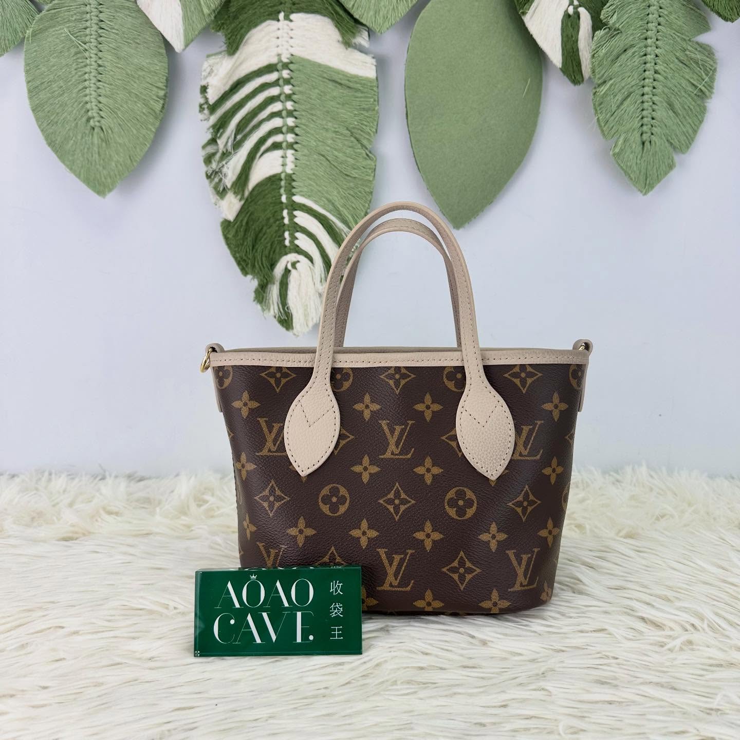 LV 🤍PRE OWNED NeverFull Inside Out BB 老花拼奶茶灰 晶片款🤎