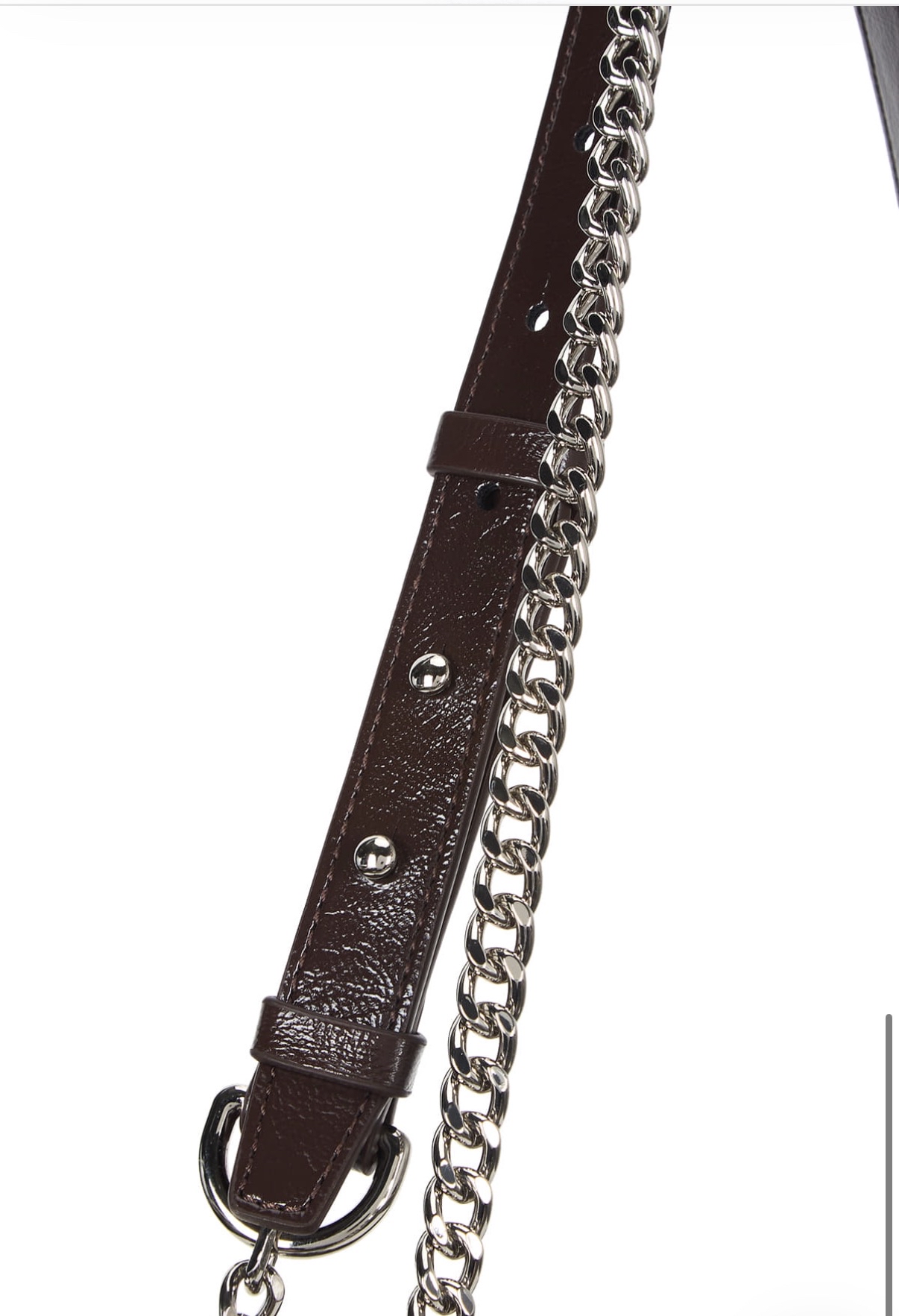 MATIN KIM 特價場GLOSSY QUILTING MEDIUM CHAIN BAG IN DARK BROWN