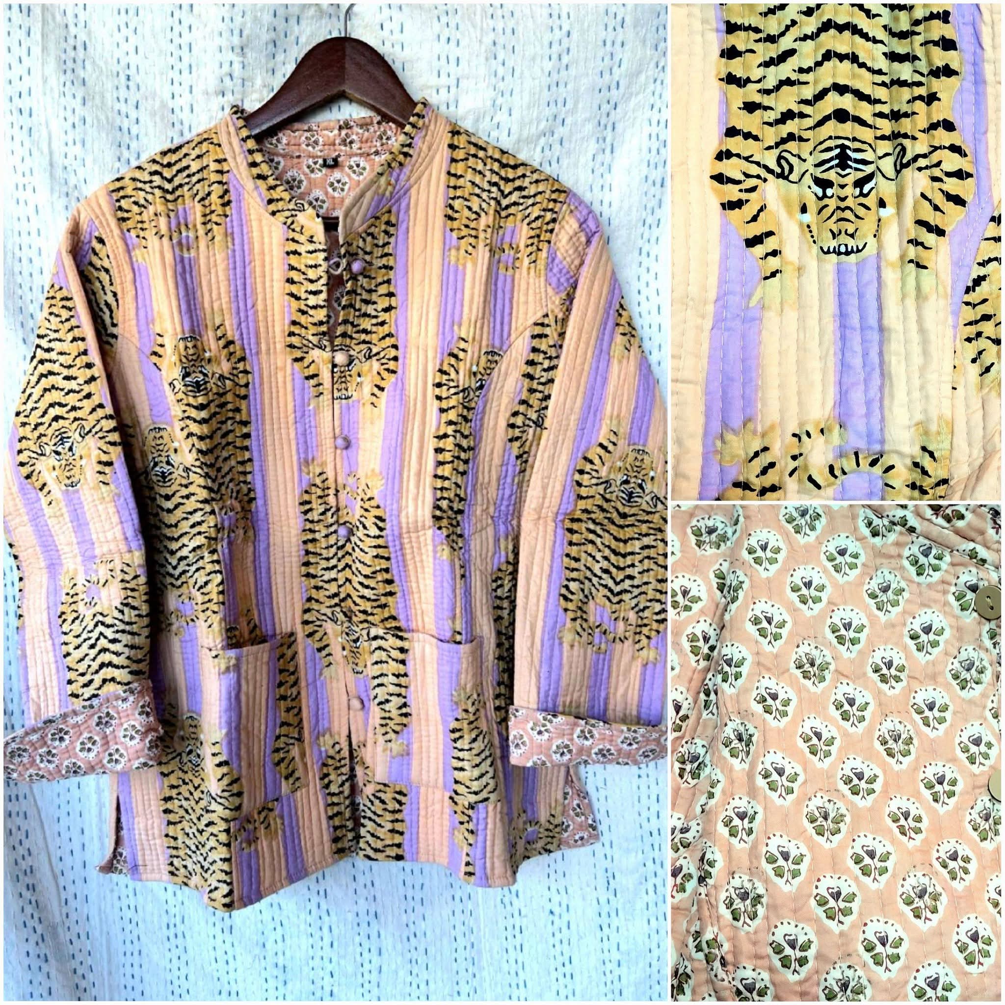 印度 block print 夾棉外套