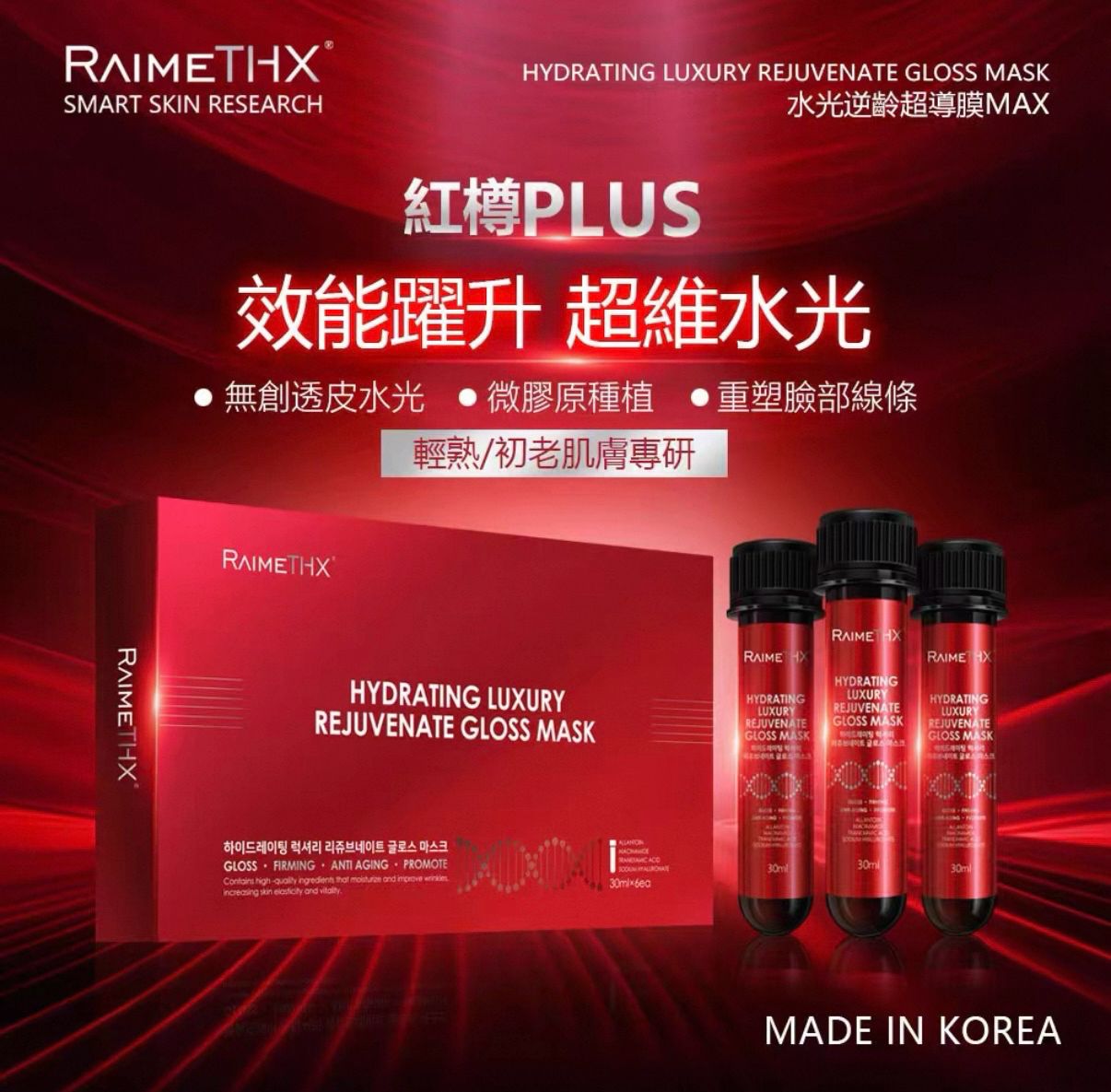 RAIMETHX 紅樽PLUS 水光逆齡超導膜MAX - 奢華保濕煥顏面膜套裝