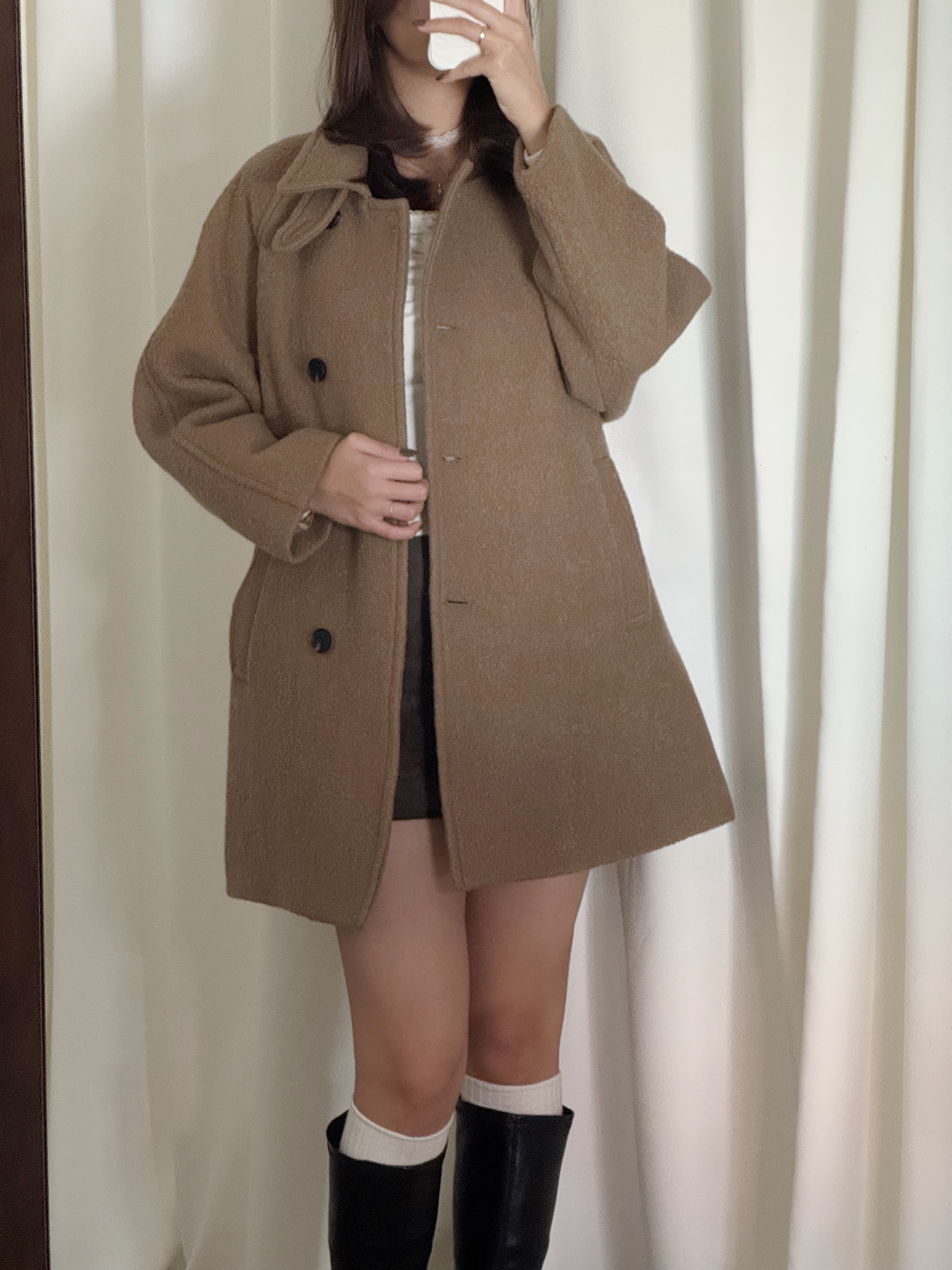 [100%wool🐑][高質大衣!]翻領羊毛中長大衣(兩色入)