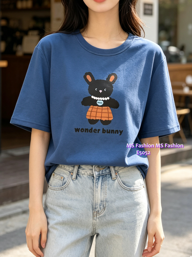E5052 靚料可愛Bunny珠鏈tee
