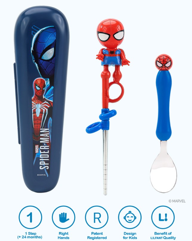  【預訂】 韓國直送 Marvel Spiderman 學習筷子餐具連收納盒三件套