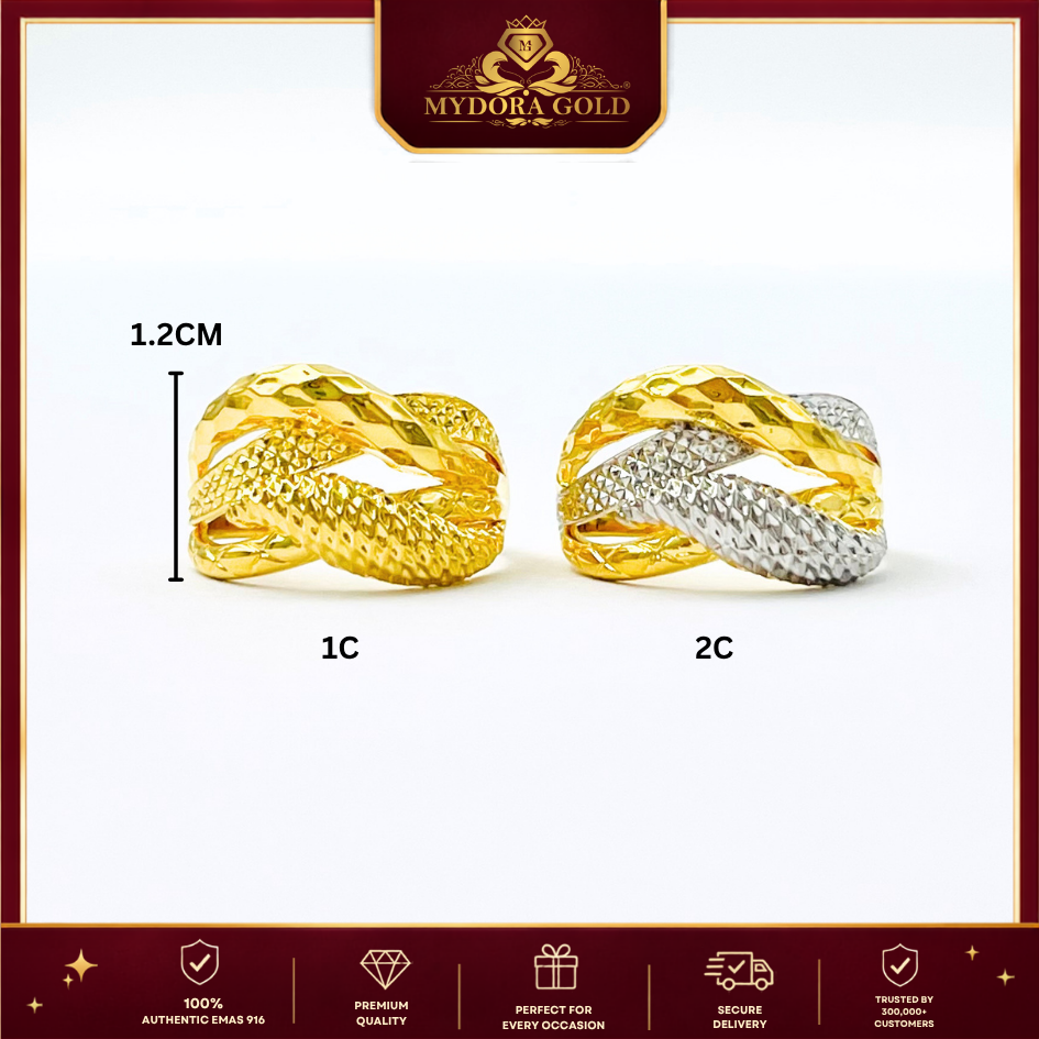 MYDORA Cincin Lintah Diamond Cross (5G) l EMAS 916/22K