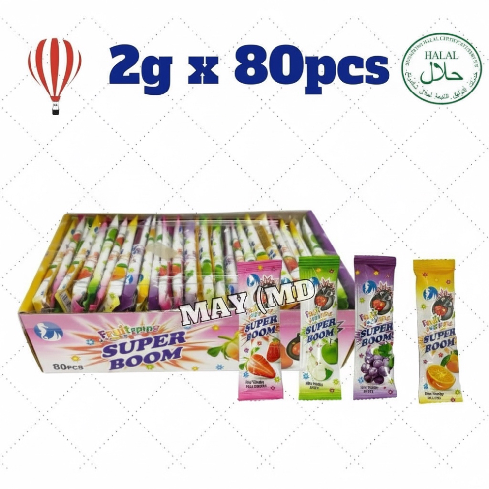 80pcs Super Boom Popping Candy fruits flavor [orange/ strawberry/ apple / grape]