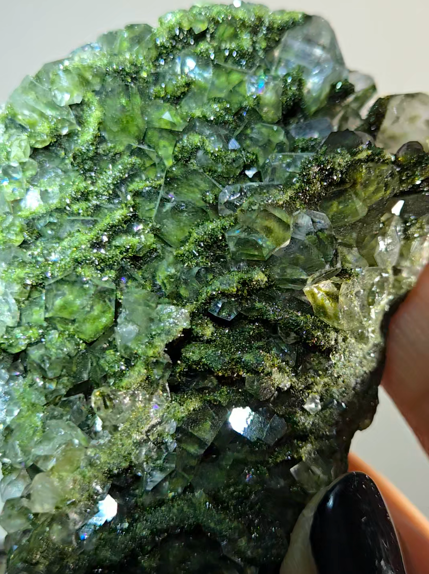 Epidote specimen with rainbow DT quartz - ED3