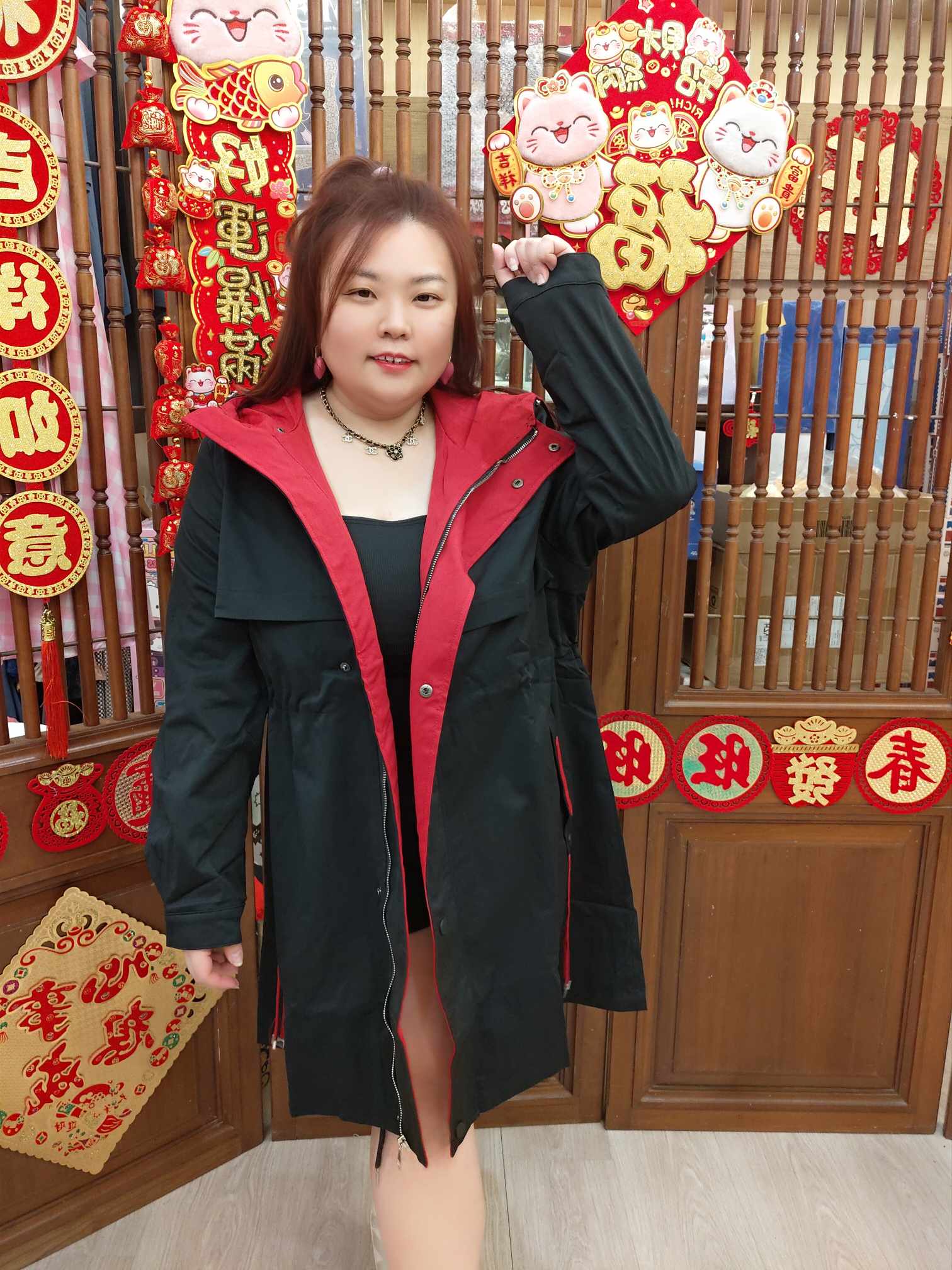 NBA29 长版连帽单层设计冲锋衣