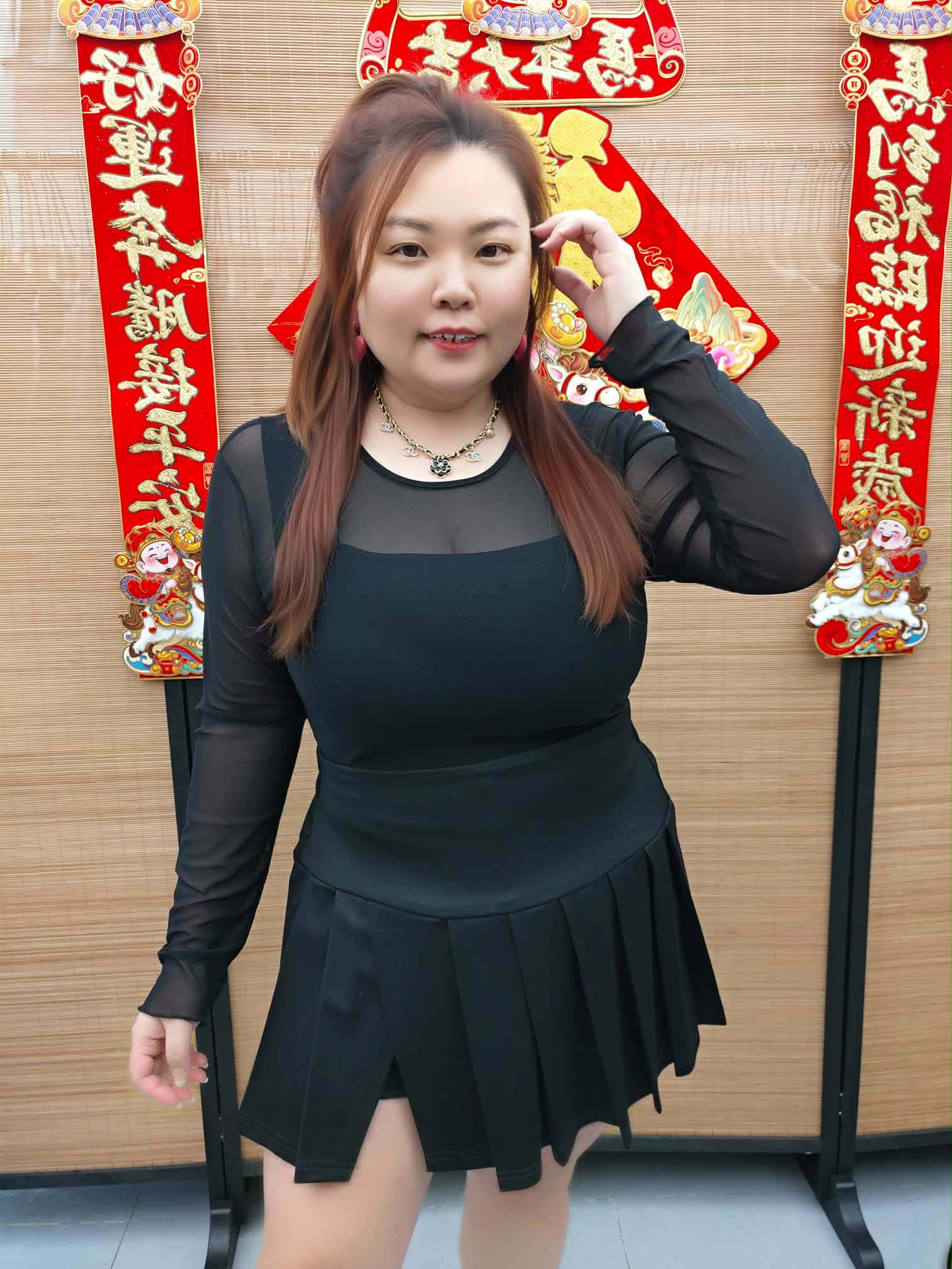 DDI15 TW#5336 拼百褶显瘦裤裙