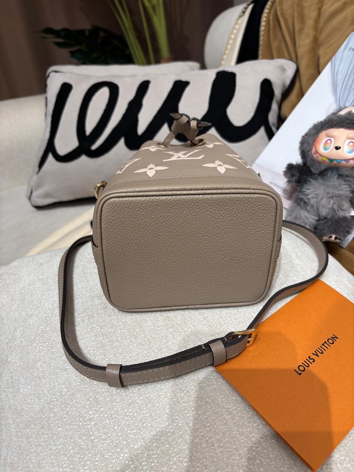 Lv Nano noe M46291 bucket Bicolor Monogram Empreinte Leather 100%Authentic,98%New ✅專門店收據✅塵袋✅Box