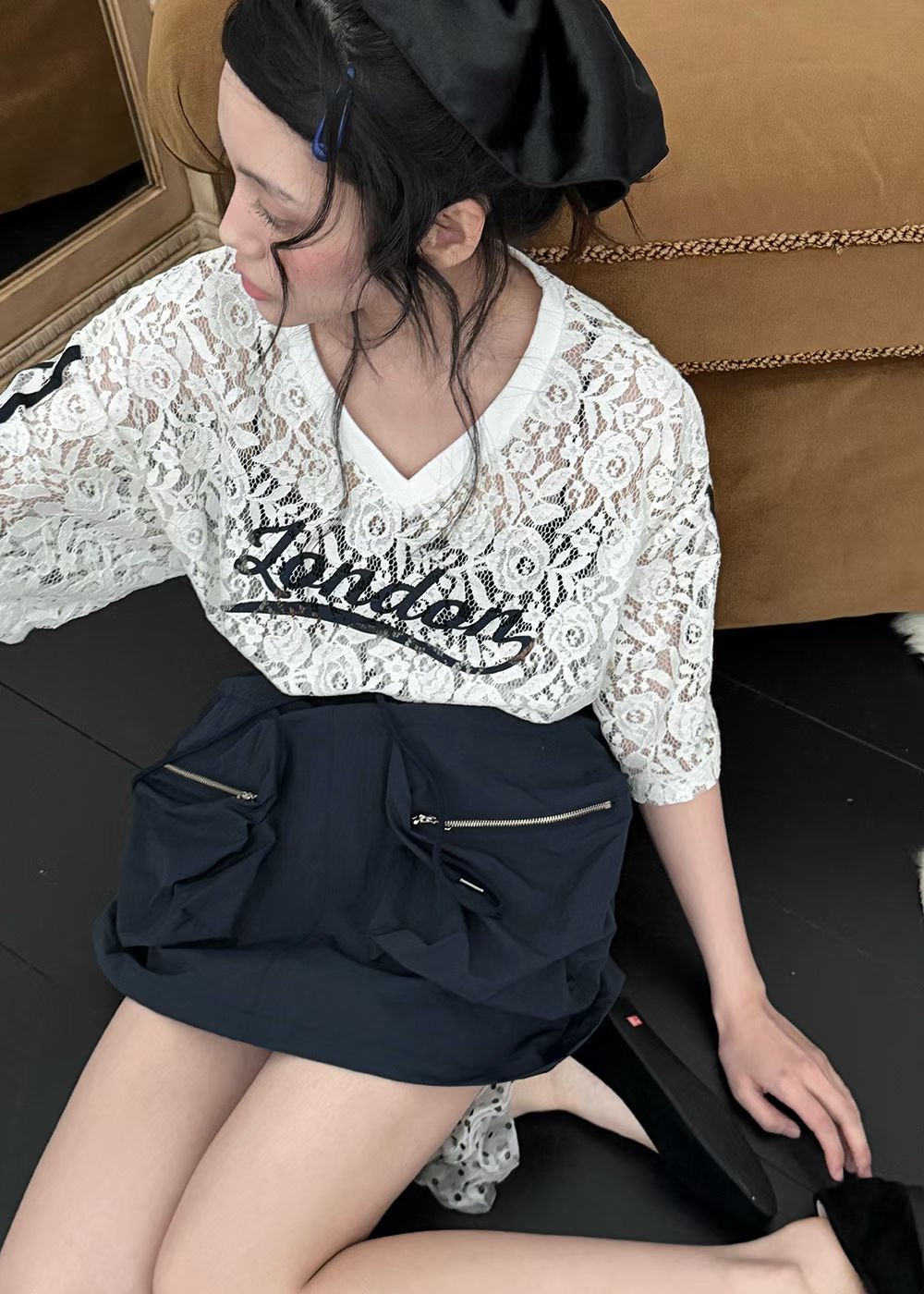 221294 V領Lace Tee