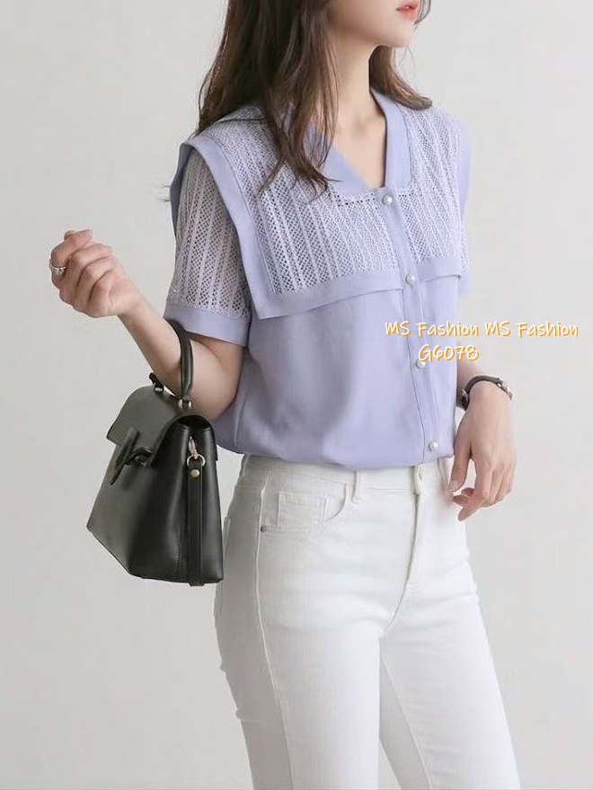 G6078 韓國🇰🇷靚料通花V領top