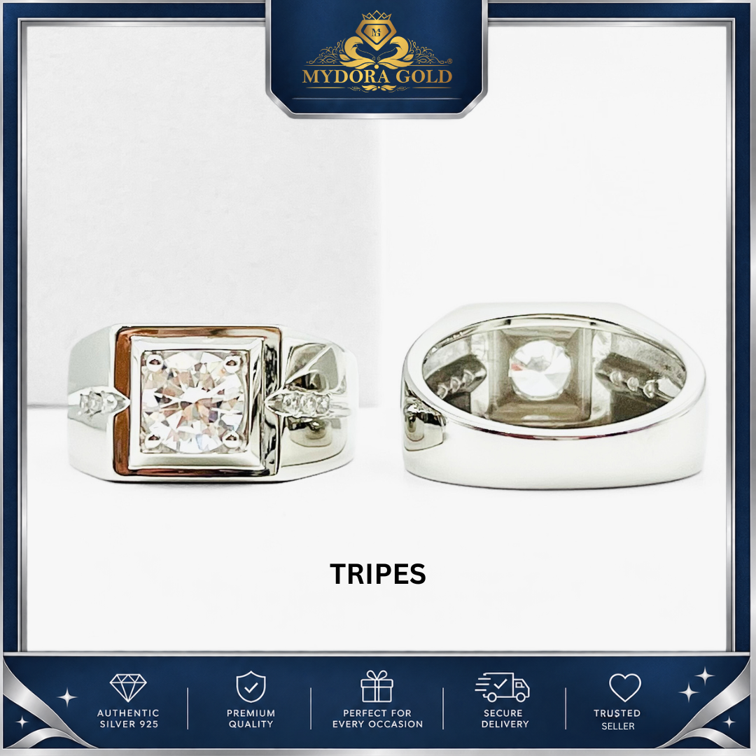 MYDORA 925 Silver Ring - Cincin Regal Edge Collection