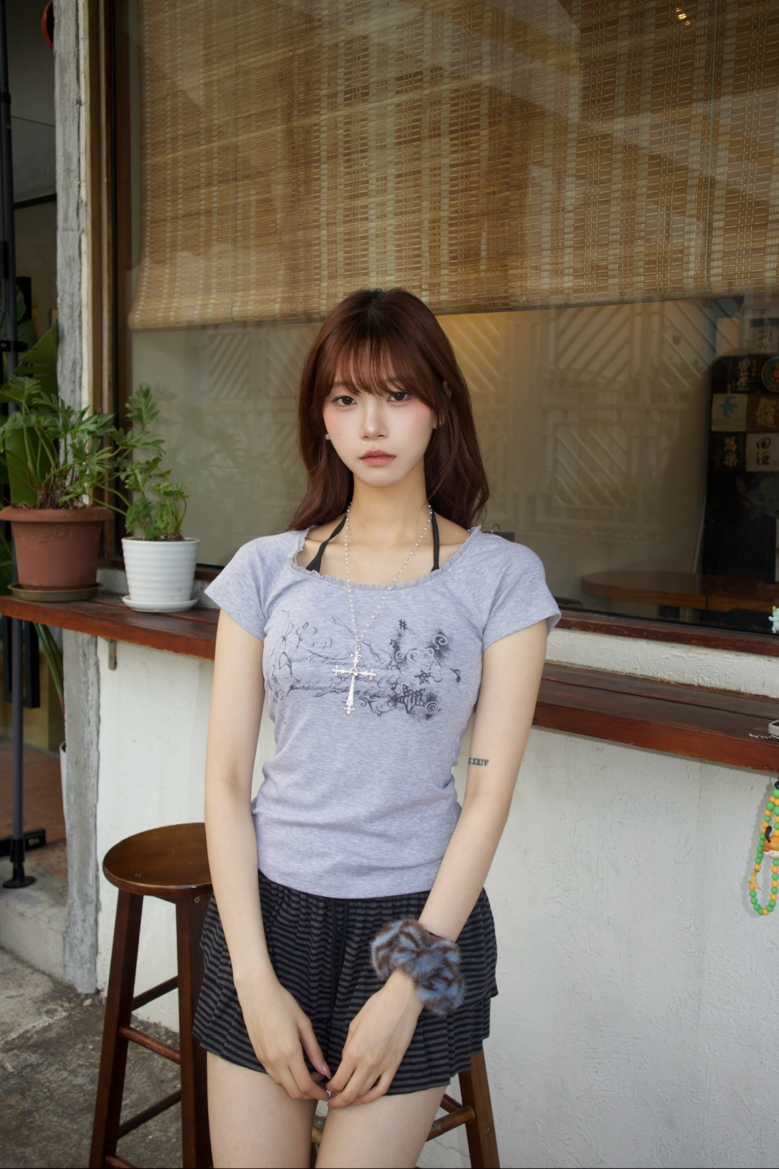 韓國lacy邊邊塗鴉假兩件Top🍀