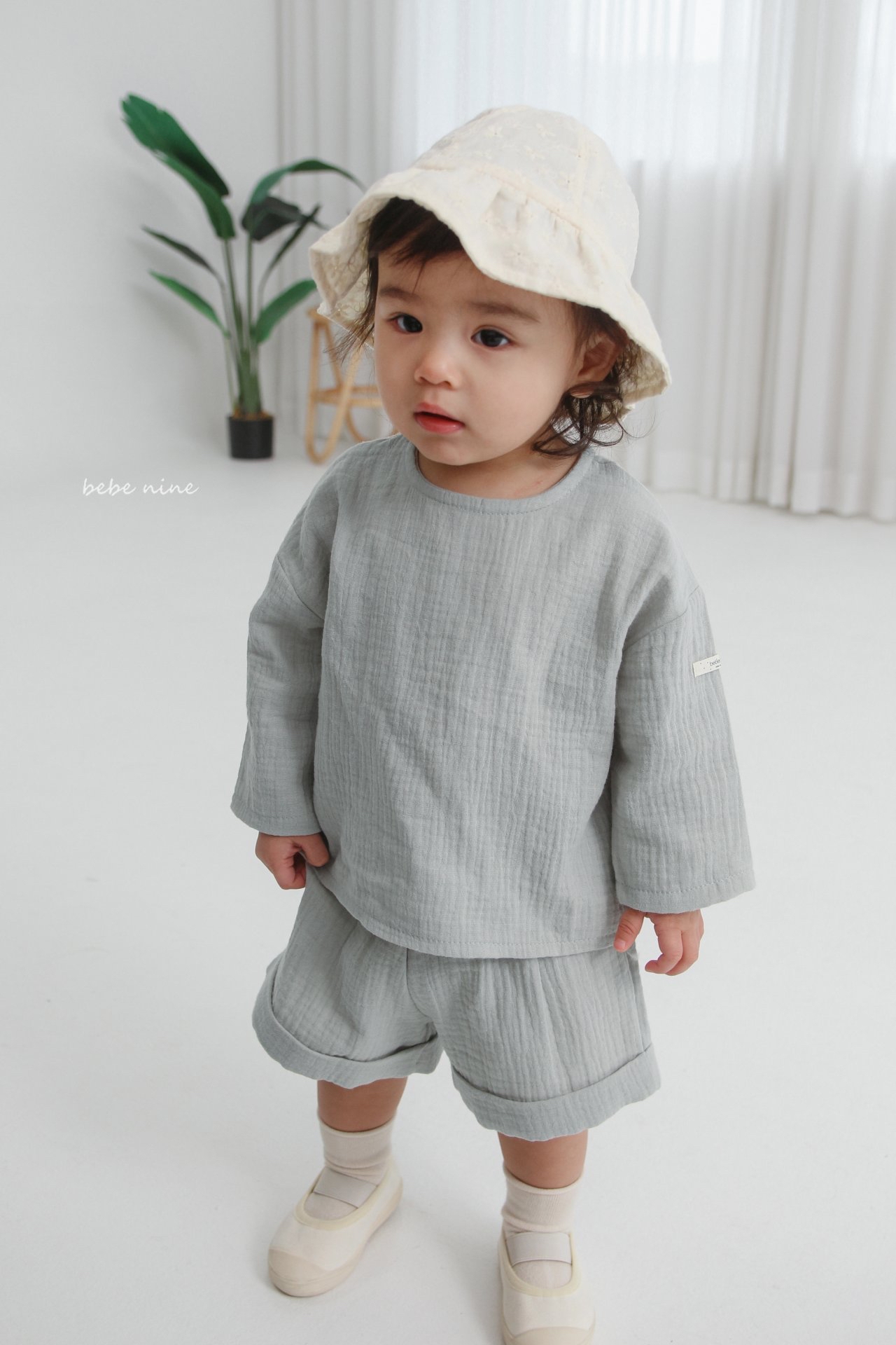 🌸預訂 韓國直送🌸🇰🇷Bebenine兩色簡約純色棉紗長袖上下套裝