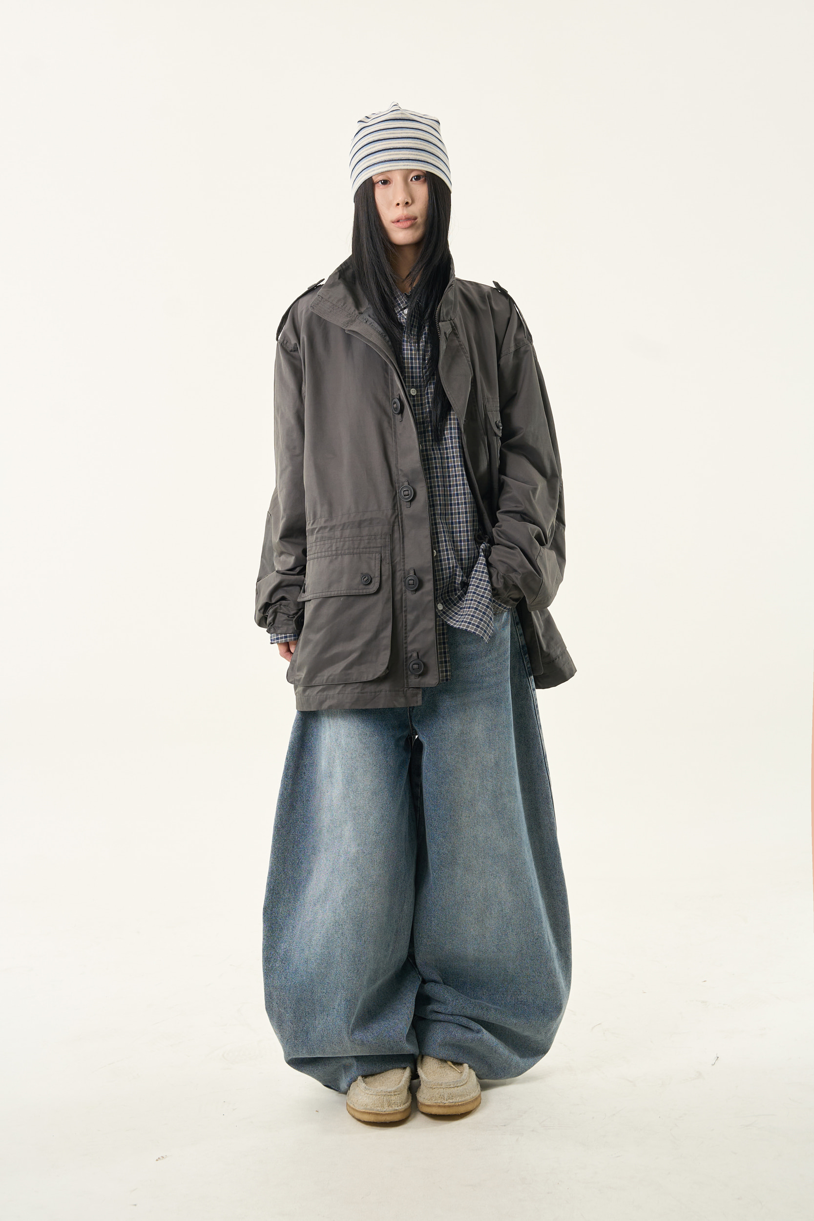 Washed Denim Balloon Pants