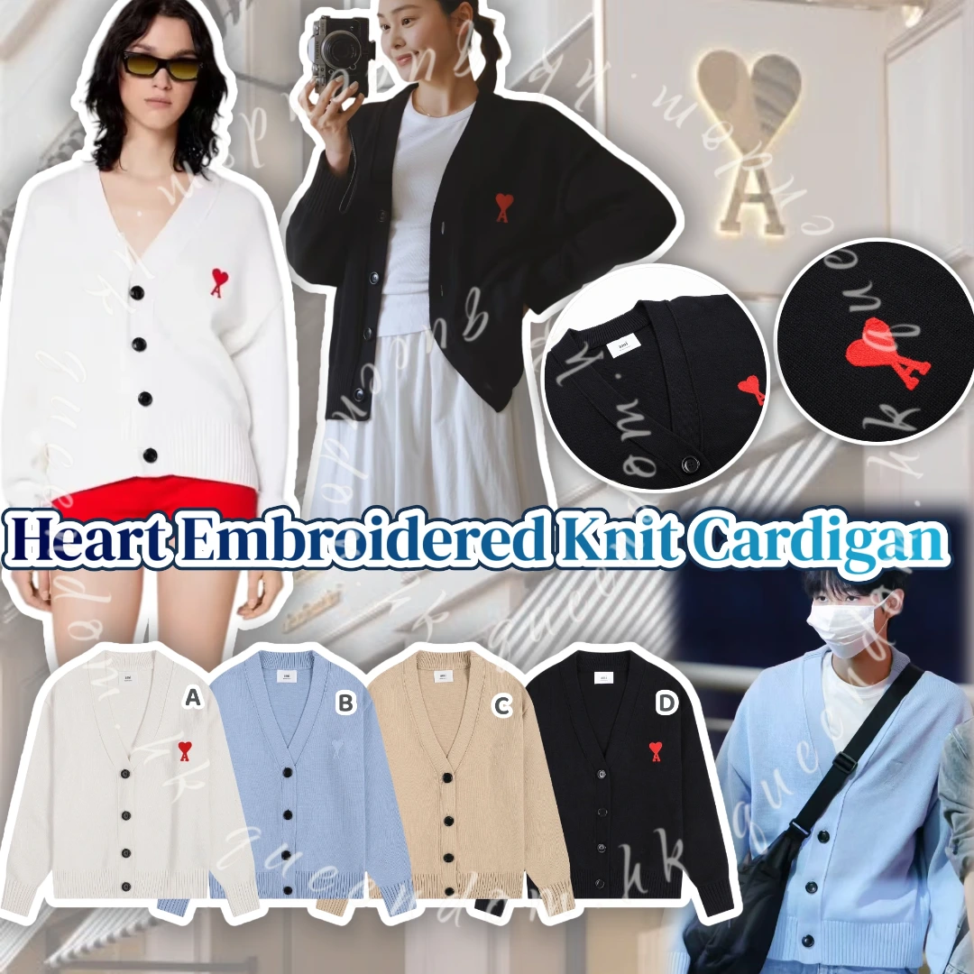 AMI Heart Embroidered Knit Cardigan 愛心刺繡針織開襟冷衫