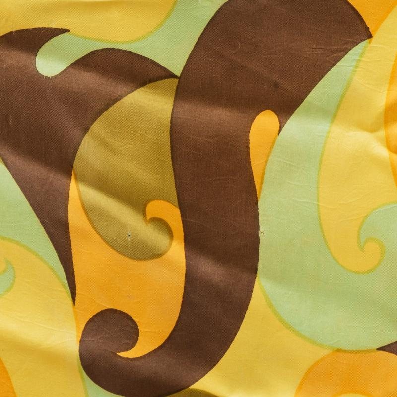 Vintage 1960-70s German Psychedelic Paisley Pattern Yellow Square Neck Scarf / Head Scarf (MT1602-3)