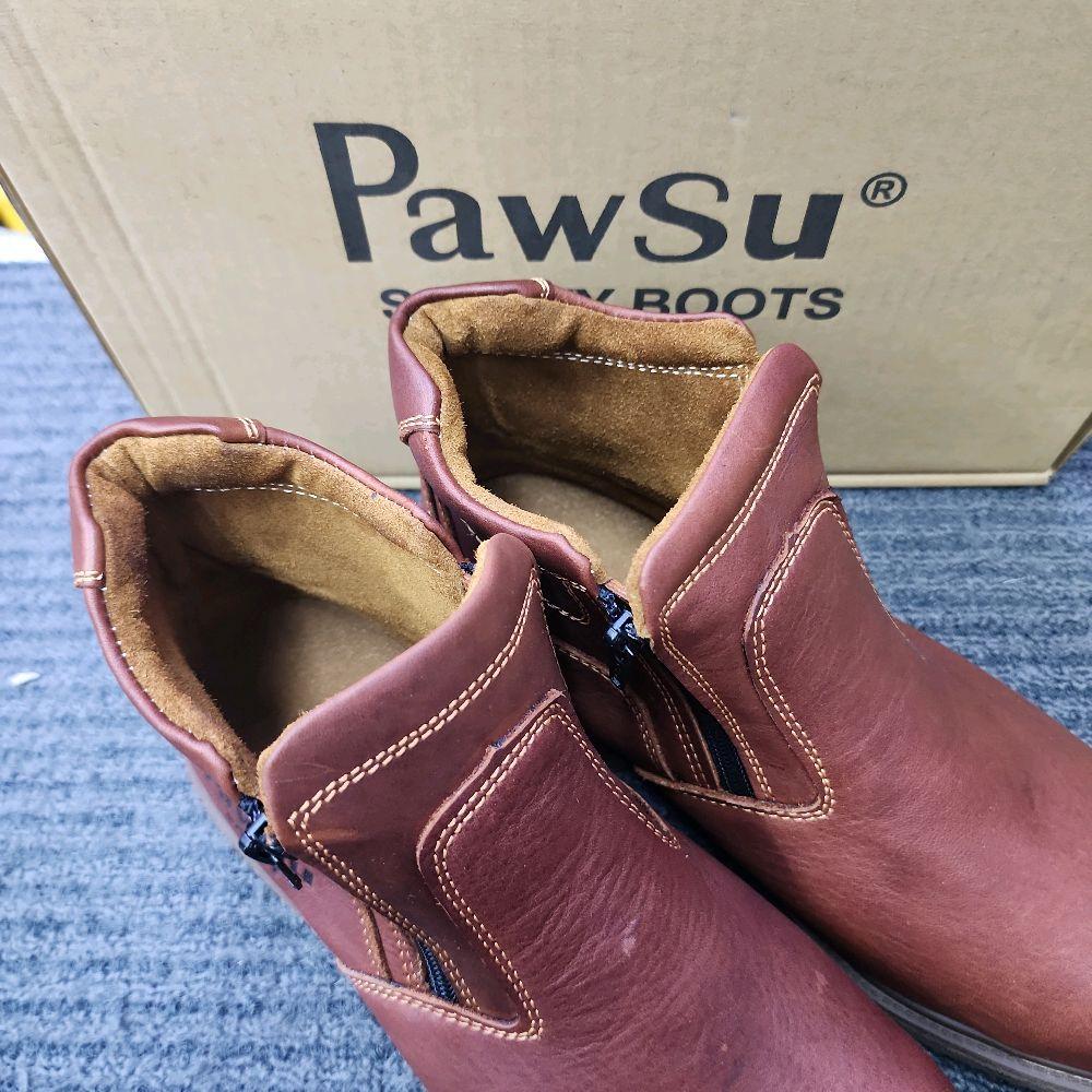 PawSu 802 double zip mid cut Safety shoes brown