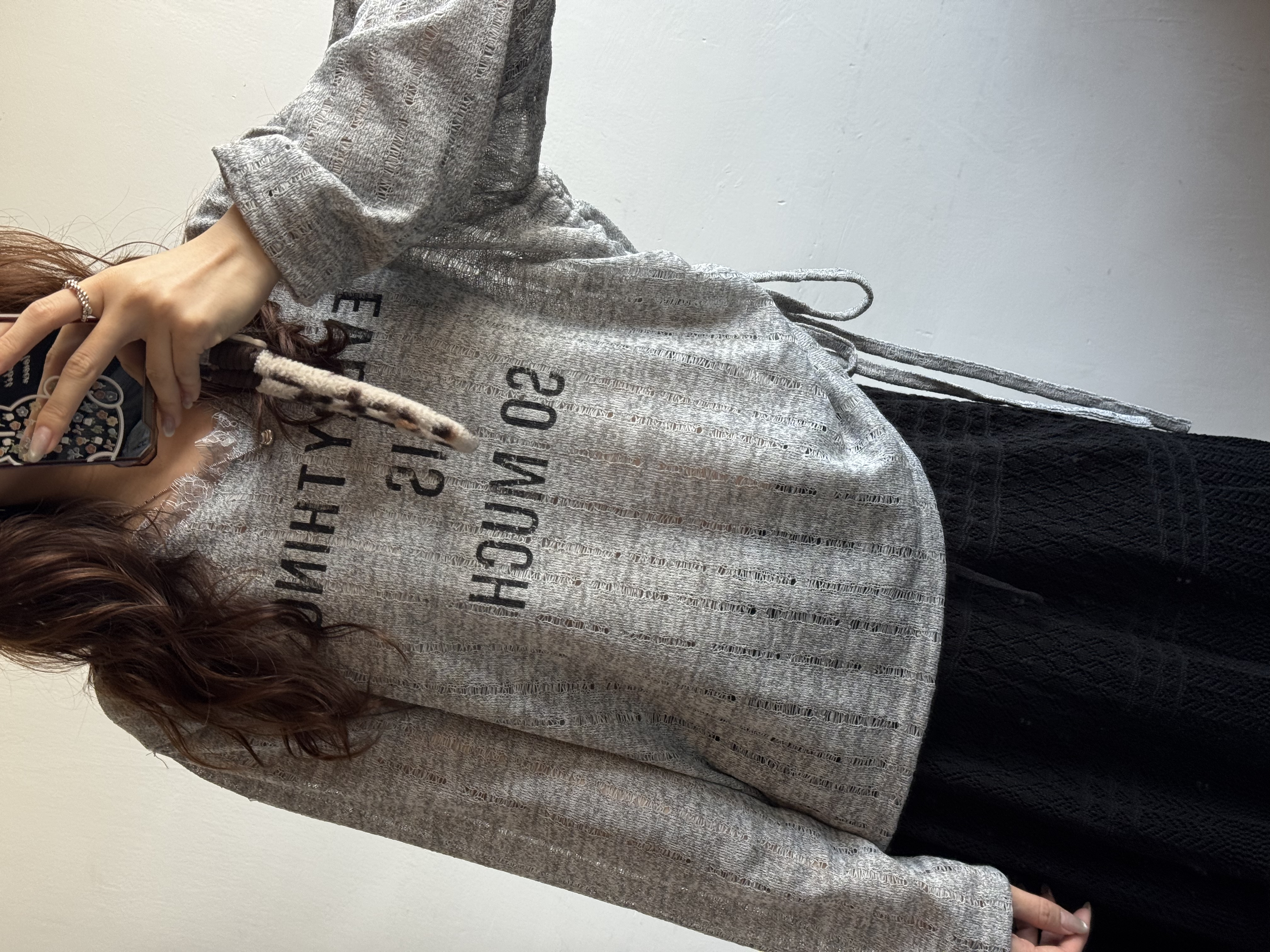 針織英文字側束Top