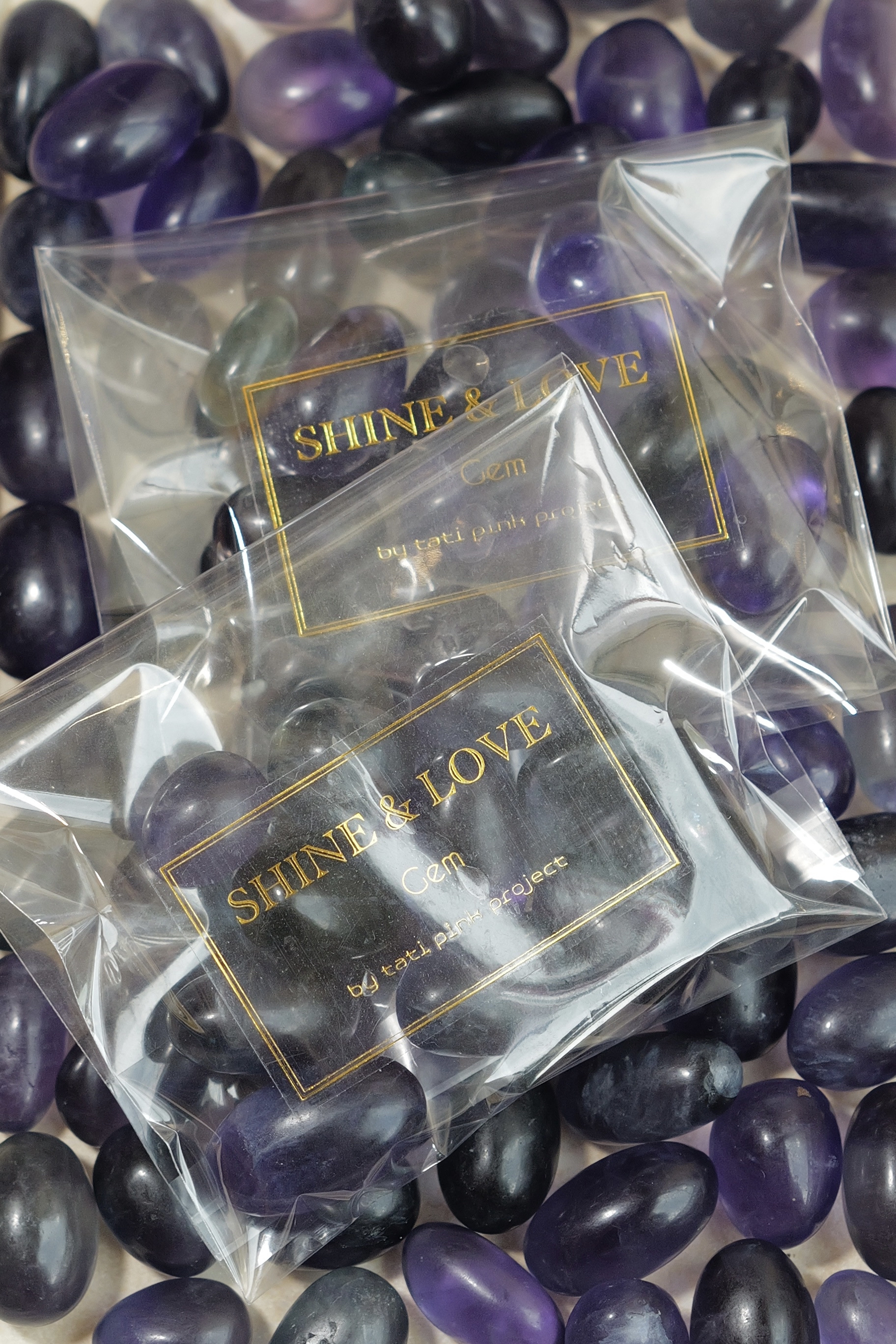 ༒紫藍綠螢石鵝蛋粒100g 包裝༒ FL.a097H18JG1*5T
