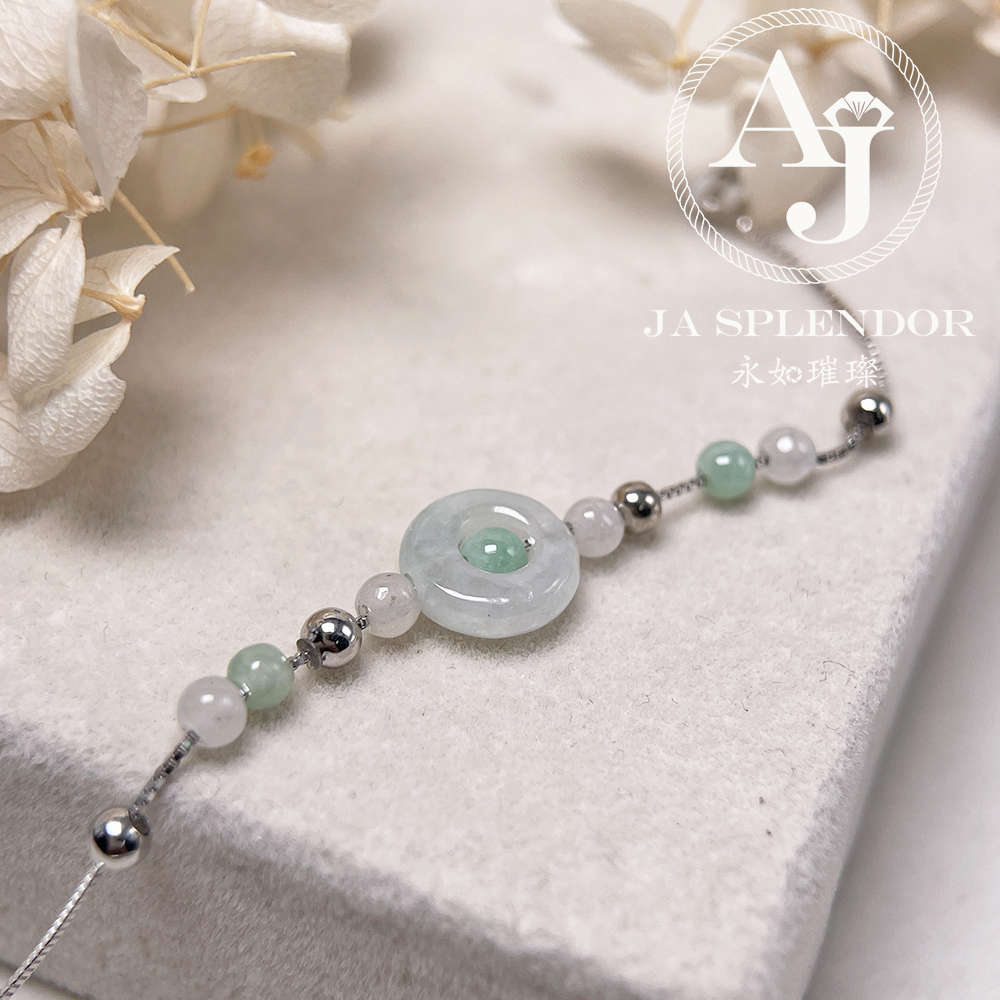 D-36J 天然翡翠A玉 薄荷糖系列純銀手鏈