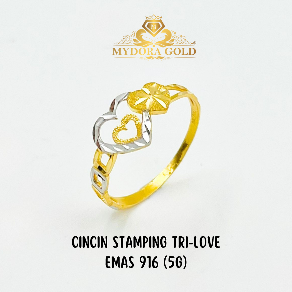 MYDORA Cincin Stamping Tri-Love l EMAS 916/22K