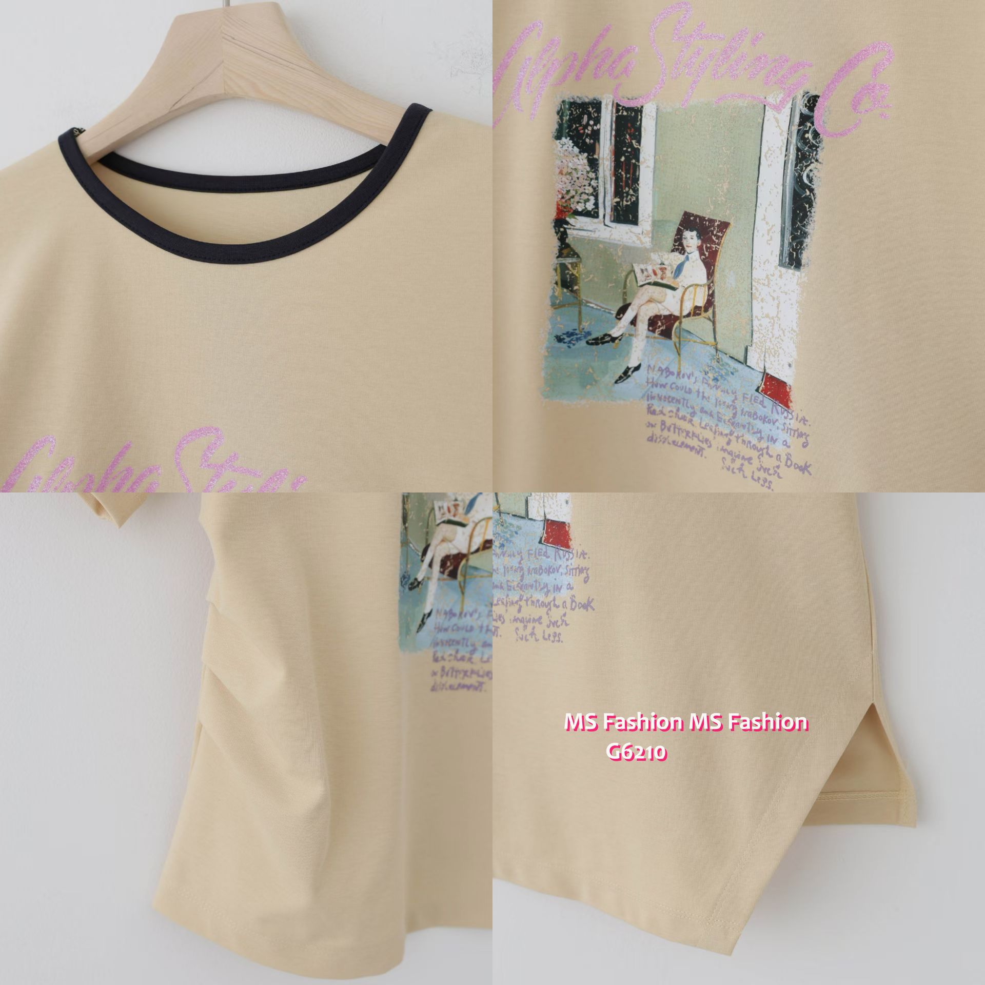 G6210 韓國🇰🇷靚print側打皺top