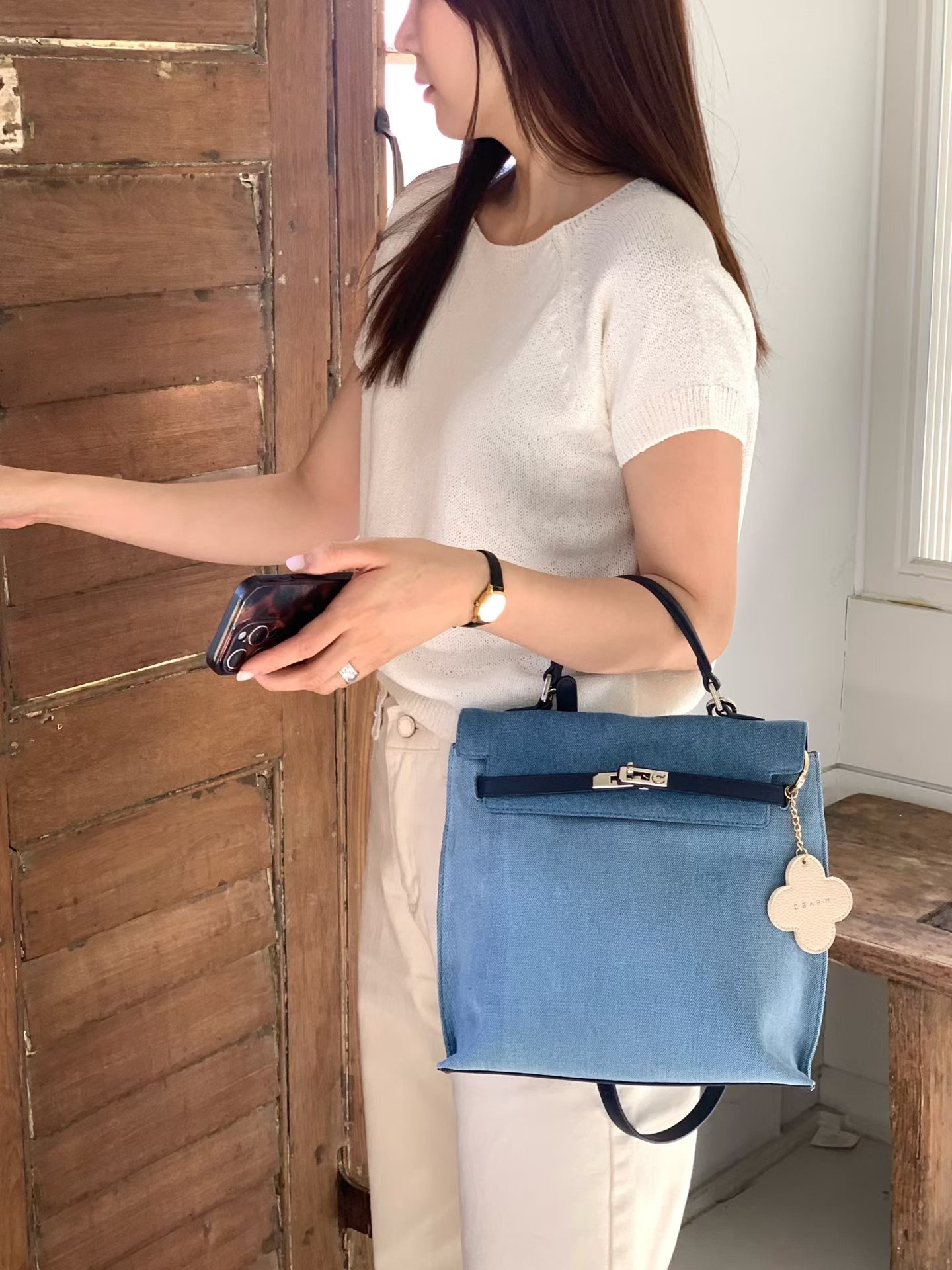 Denim blue 4 ways backpack 