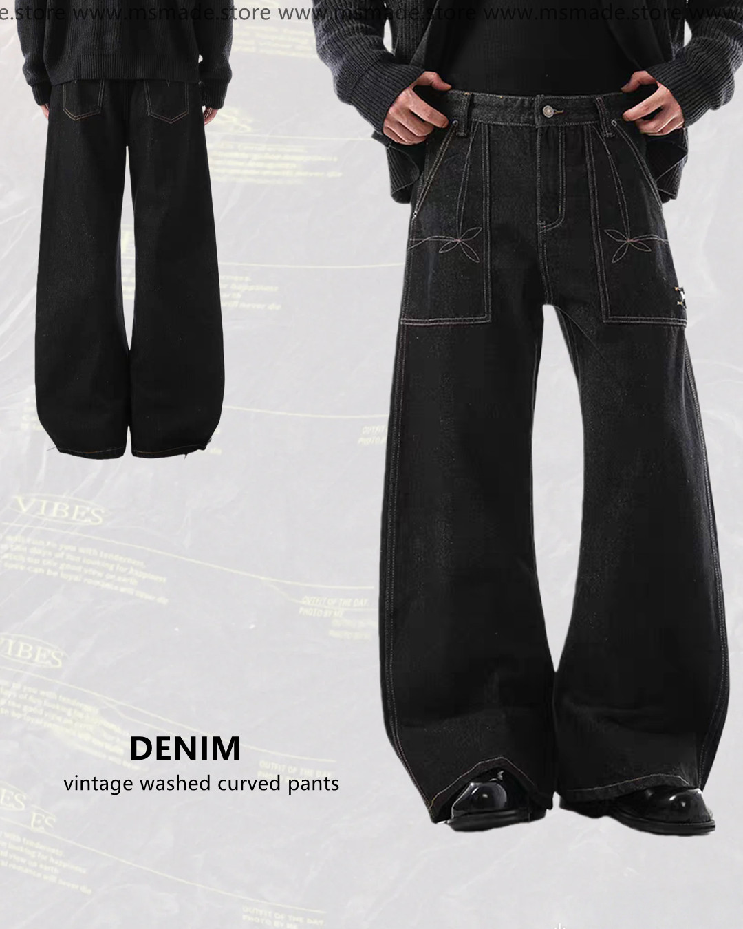 M6826明綫設計原色彎刀褲