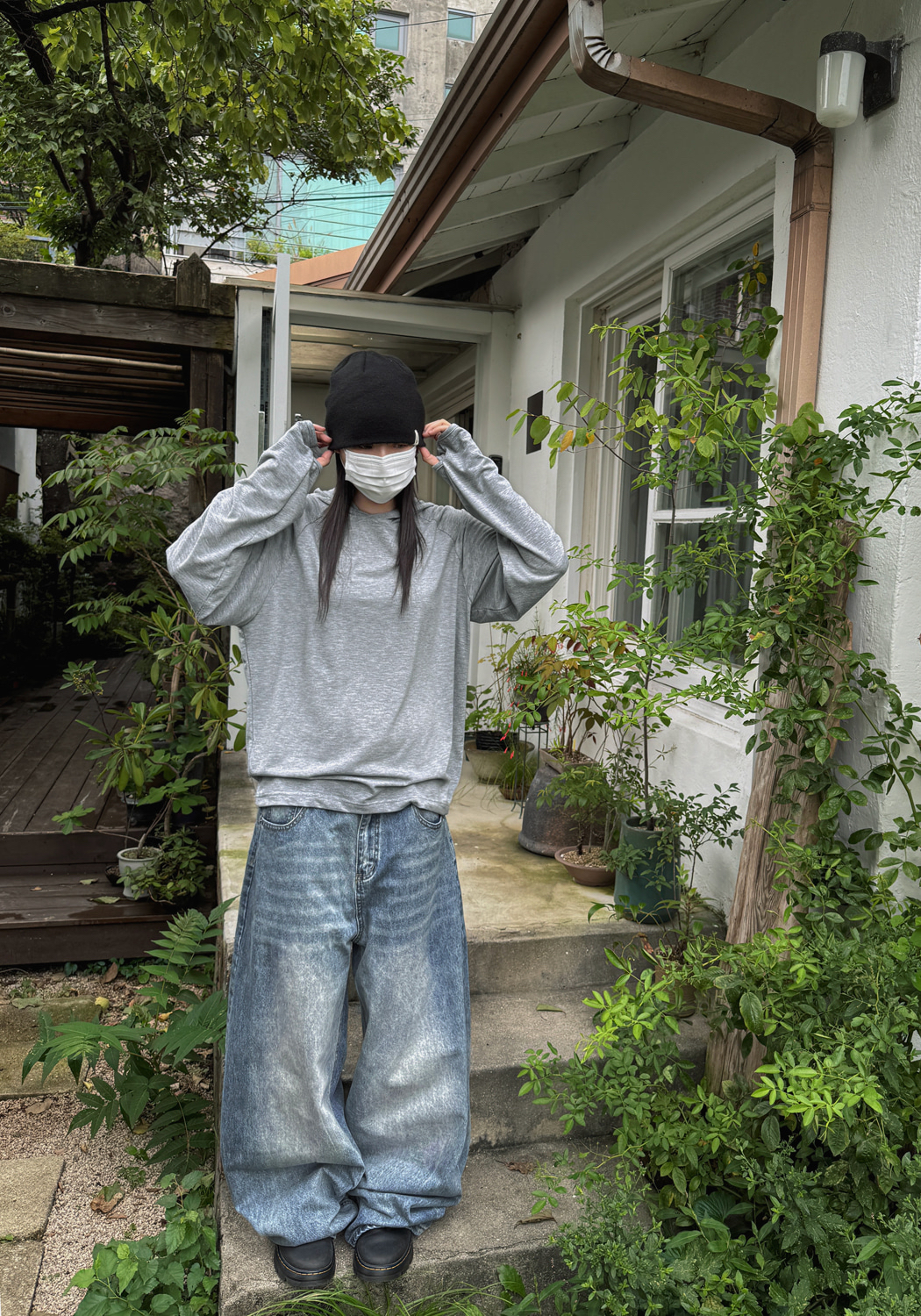 Vintage Wash Wide Denim Pants(Unisex)