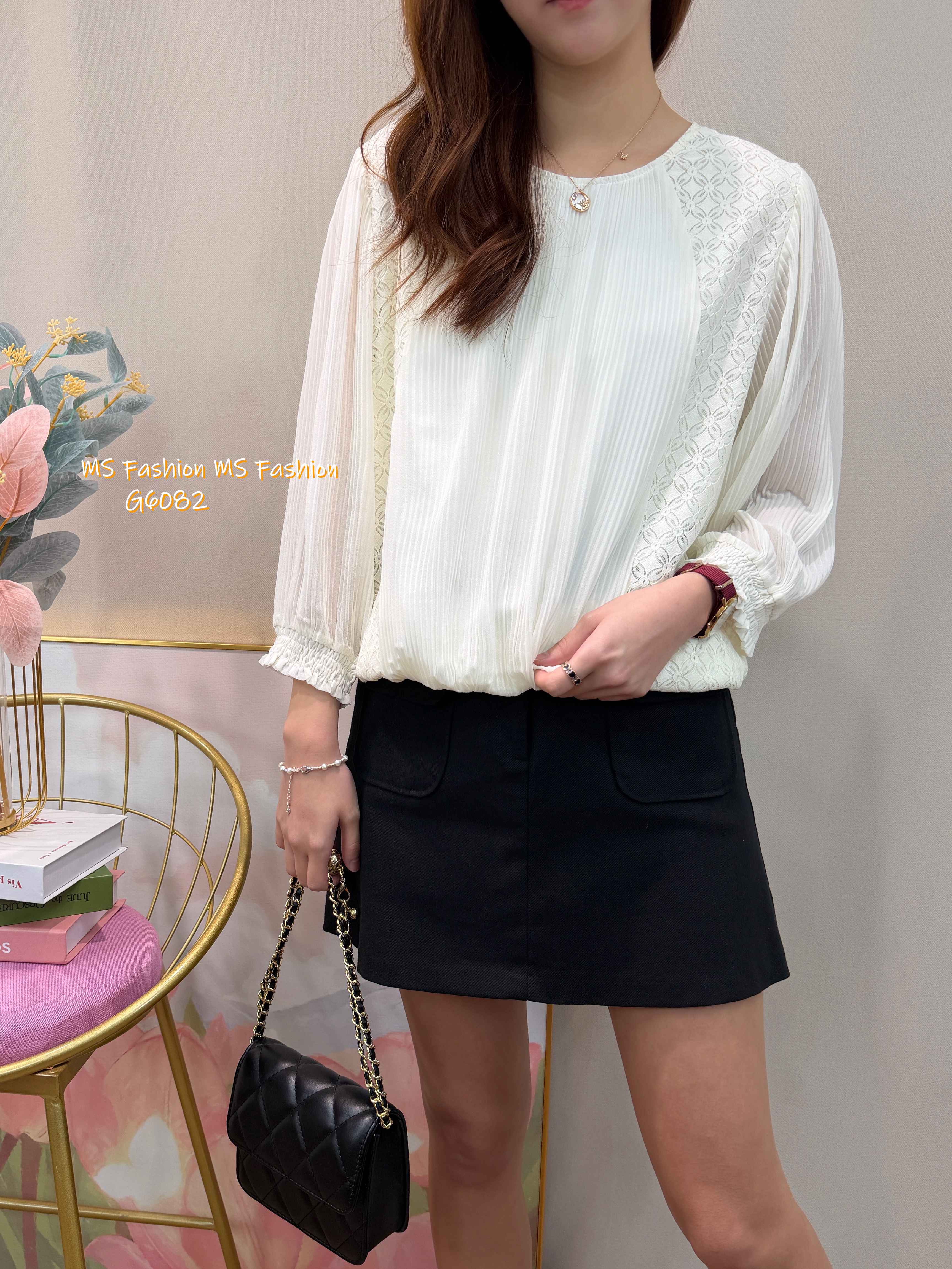 G6082 韓國🇰🇷通花百摺top