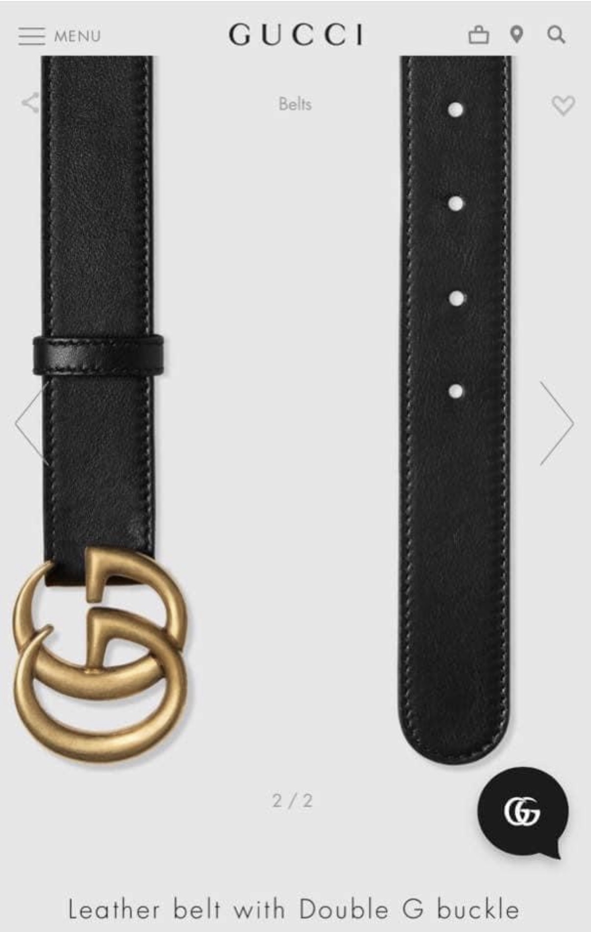 Gucci 經典黑金皮帶 75cm