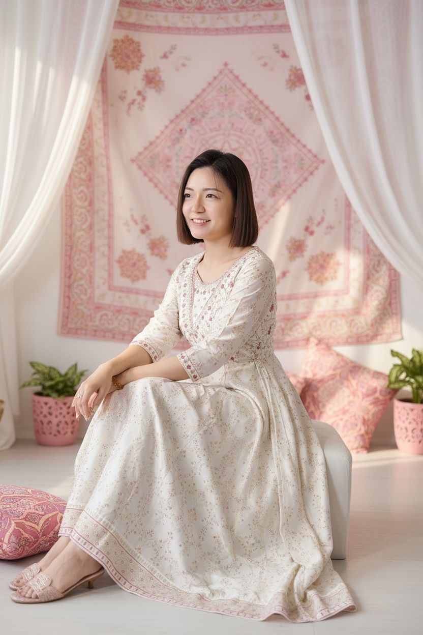 1662 Pearl White X Pink Emb. 12-cloth 4-Rope OP 49"