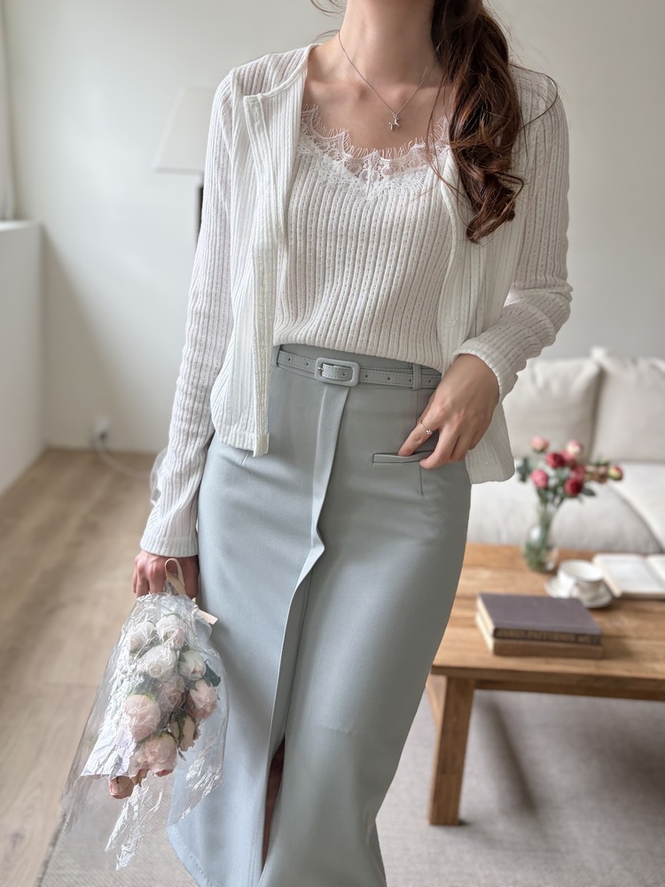 [假兩件] Lumiere Lace Layered Top (White)