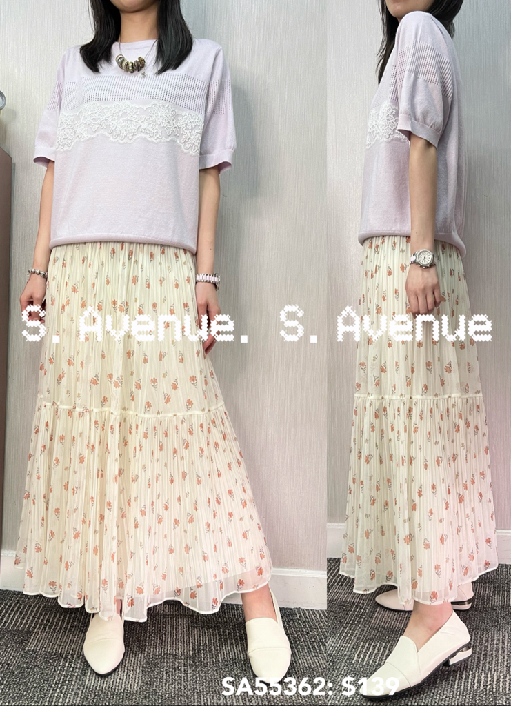 SA55362: 短袖拼lace通花線top