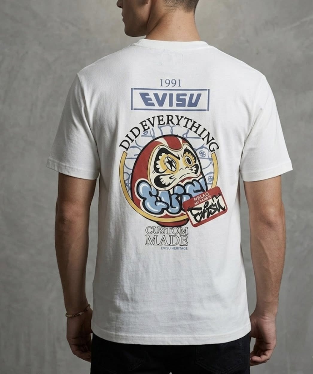 Evisu 達摩塗鴉印花短袖Tee 
