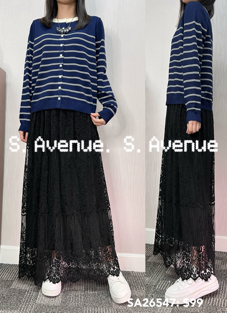 SA26547: 長袖V撞色領邊間條有鈕外套