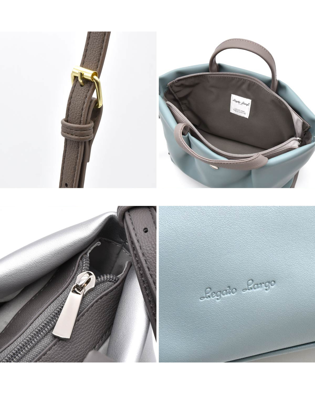 日本代購【 日本直送 Legato Largo 肩楽 減壓系列 微光澤 PU料 大容量 迷你 單肩袋 | Mini Shoulder-Relief Bag • Glossy PU Material & Spacious 】