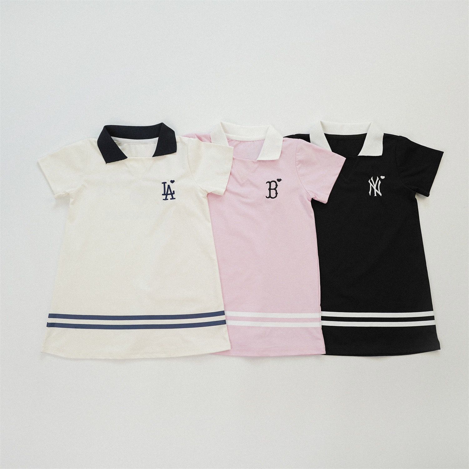 韓版刺繡撞色翻領連衣裙