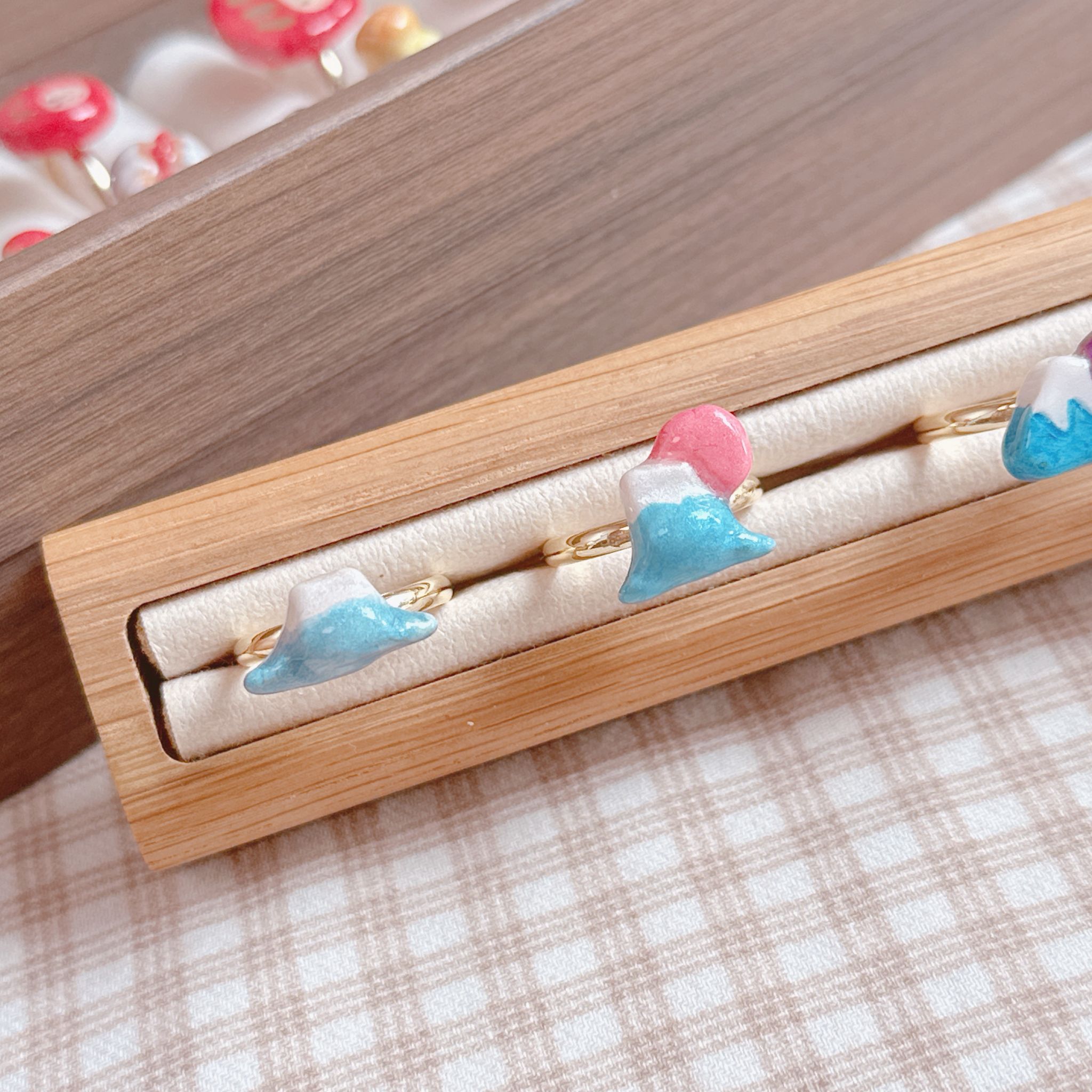 手繪小戒指 達摩🔴富士山🗻日出🌅