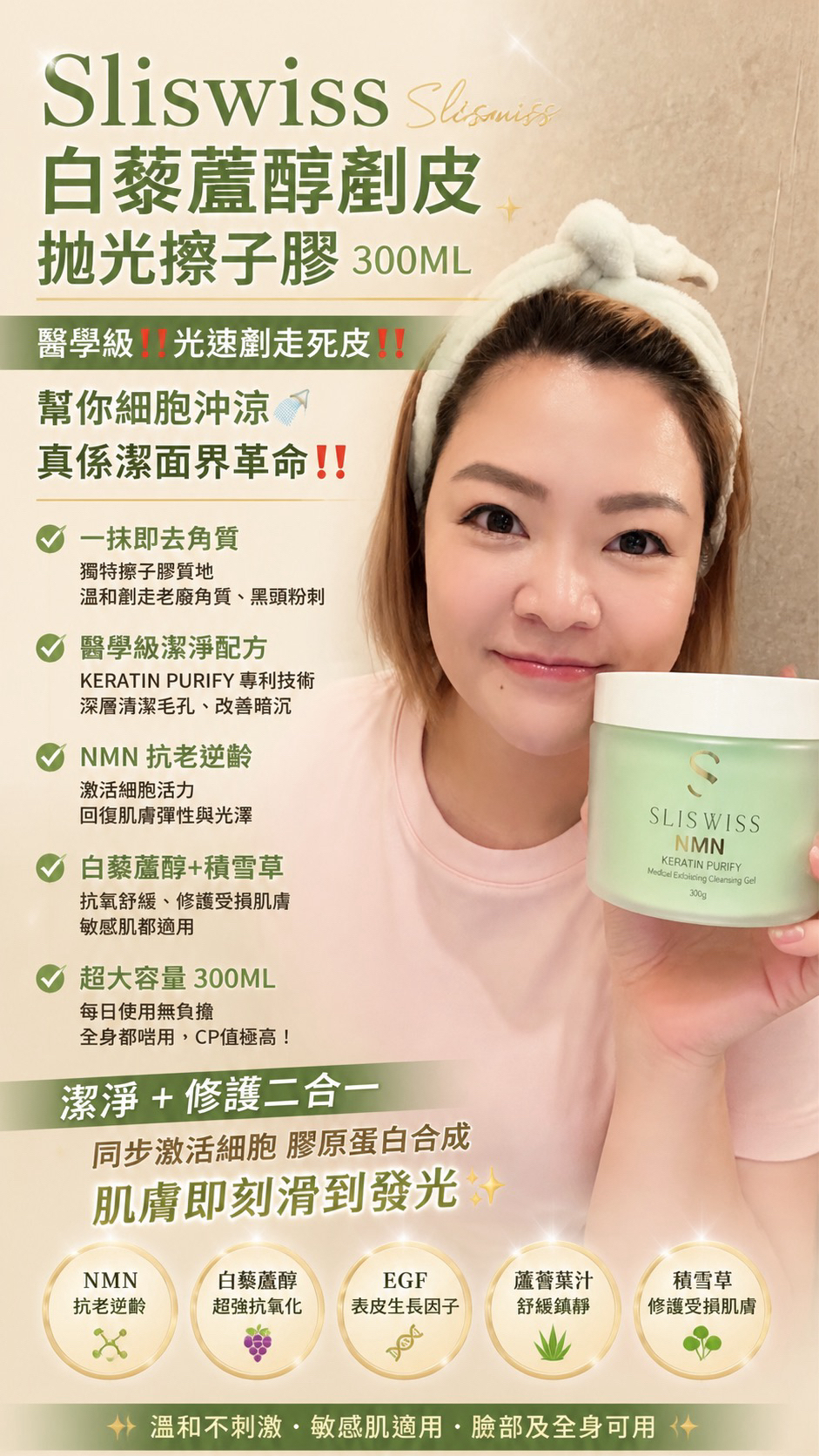 Sliswiss 白藜蘆醇剷皮抛光擦子膠300ML