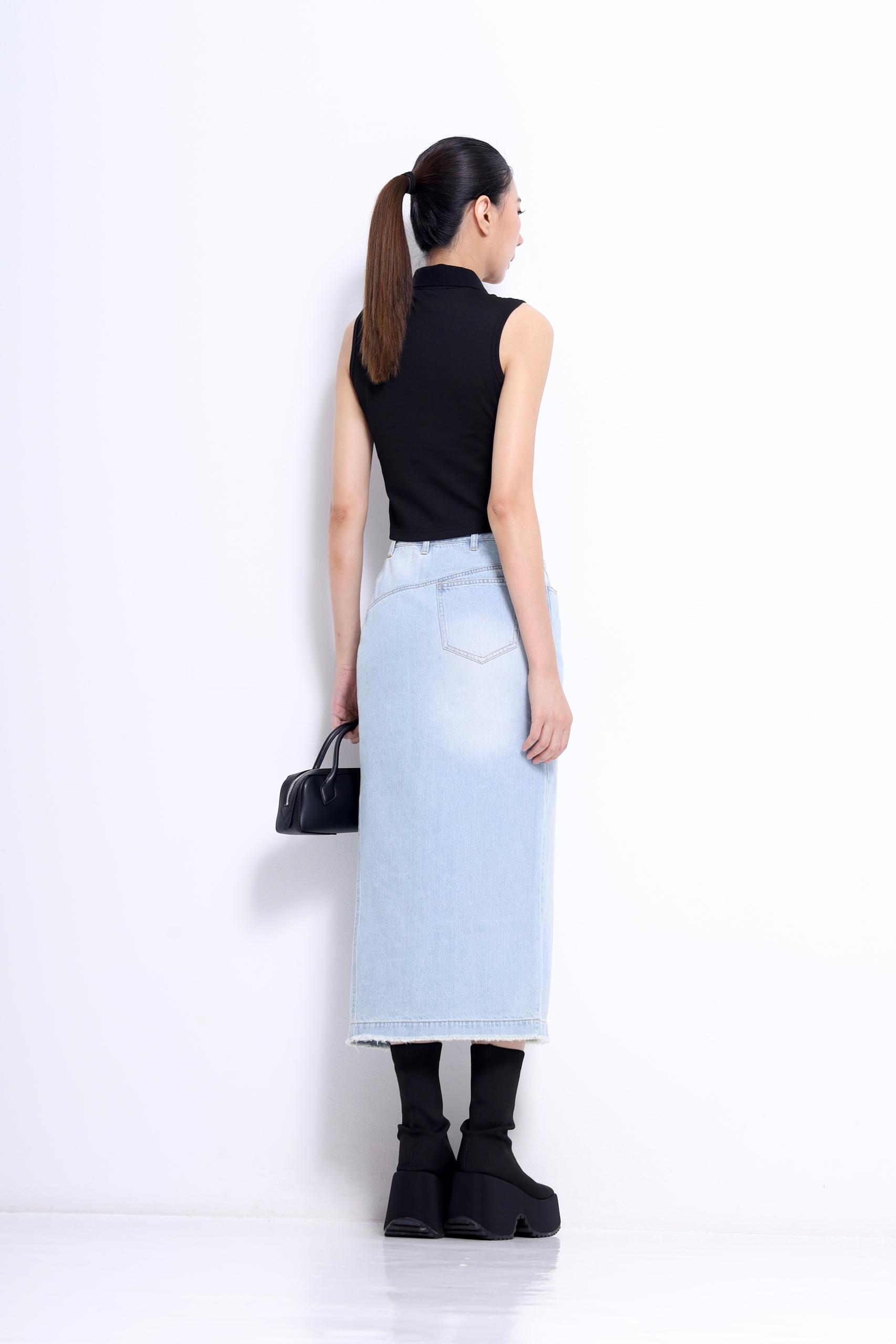 CS1427 High-Waisted Denim Skirt