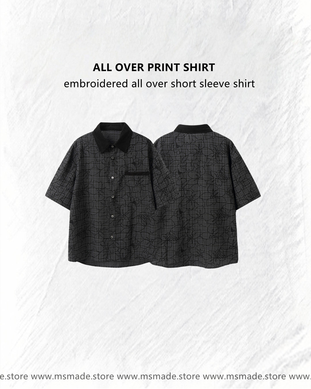 M07綉花滿印短袖襯衫