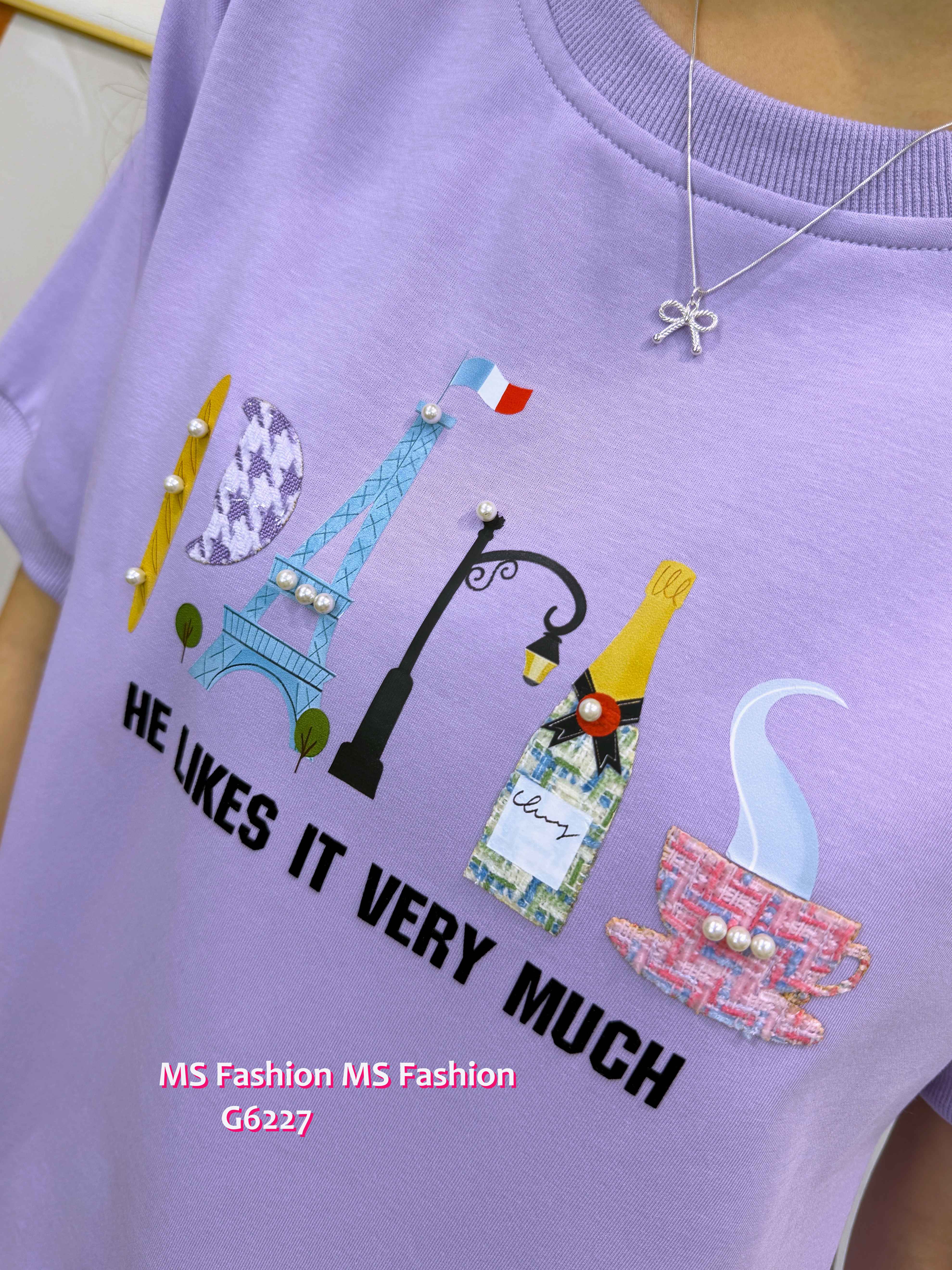 G6227 韓國🇰🇷PARIS字母print top