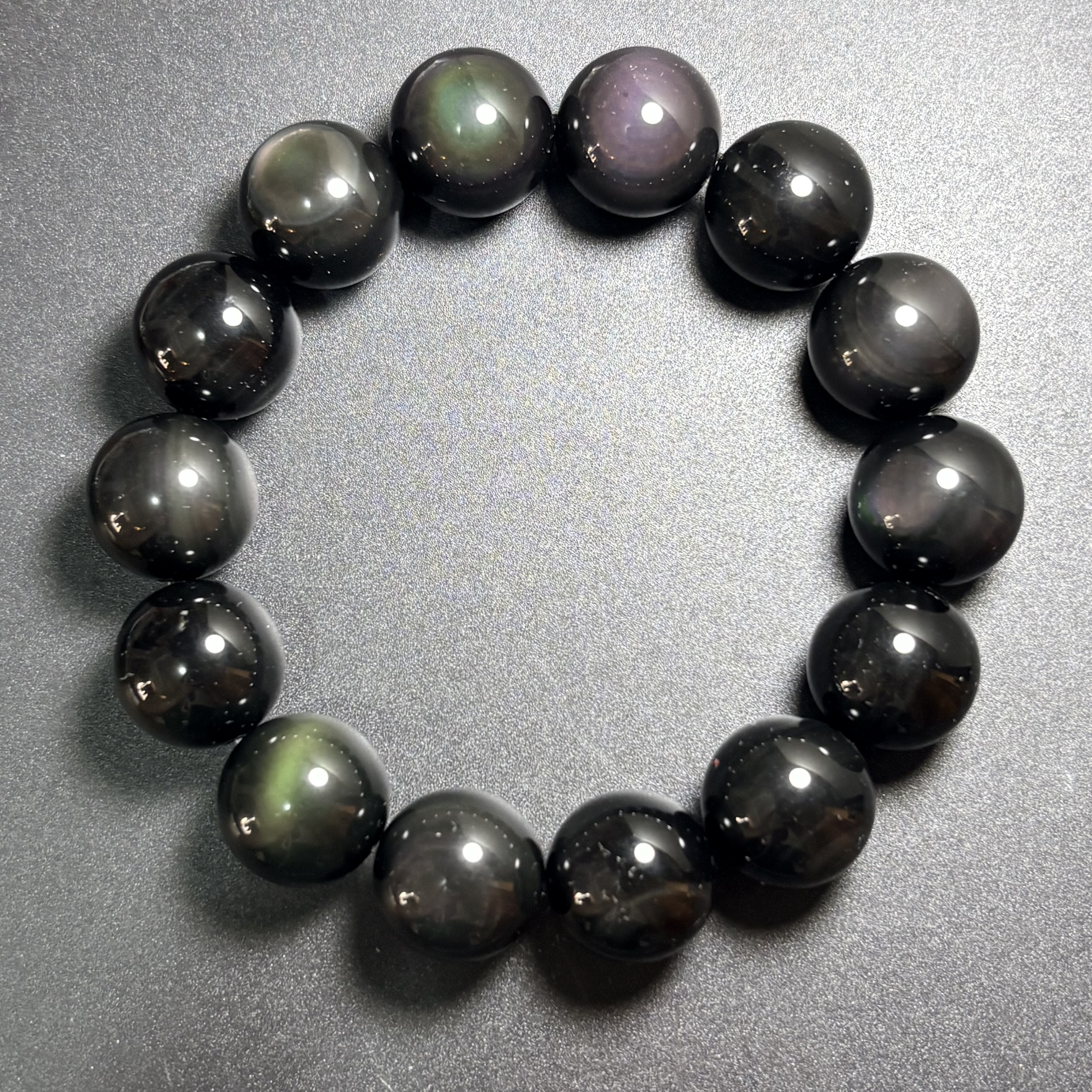 16mm雙彩彩曜石手串No.3496丨規格:16mm珠/ 18cm內圈