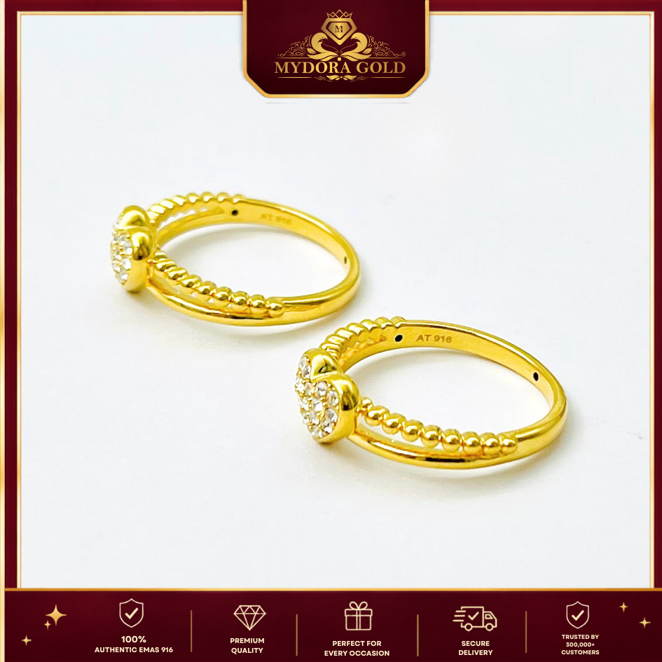 MYDORA Cincin CZ Love Minimalist (5G) l EMAS 916/22K