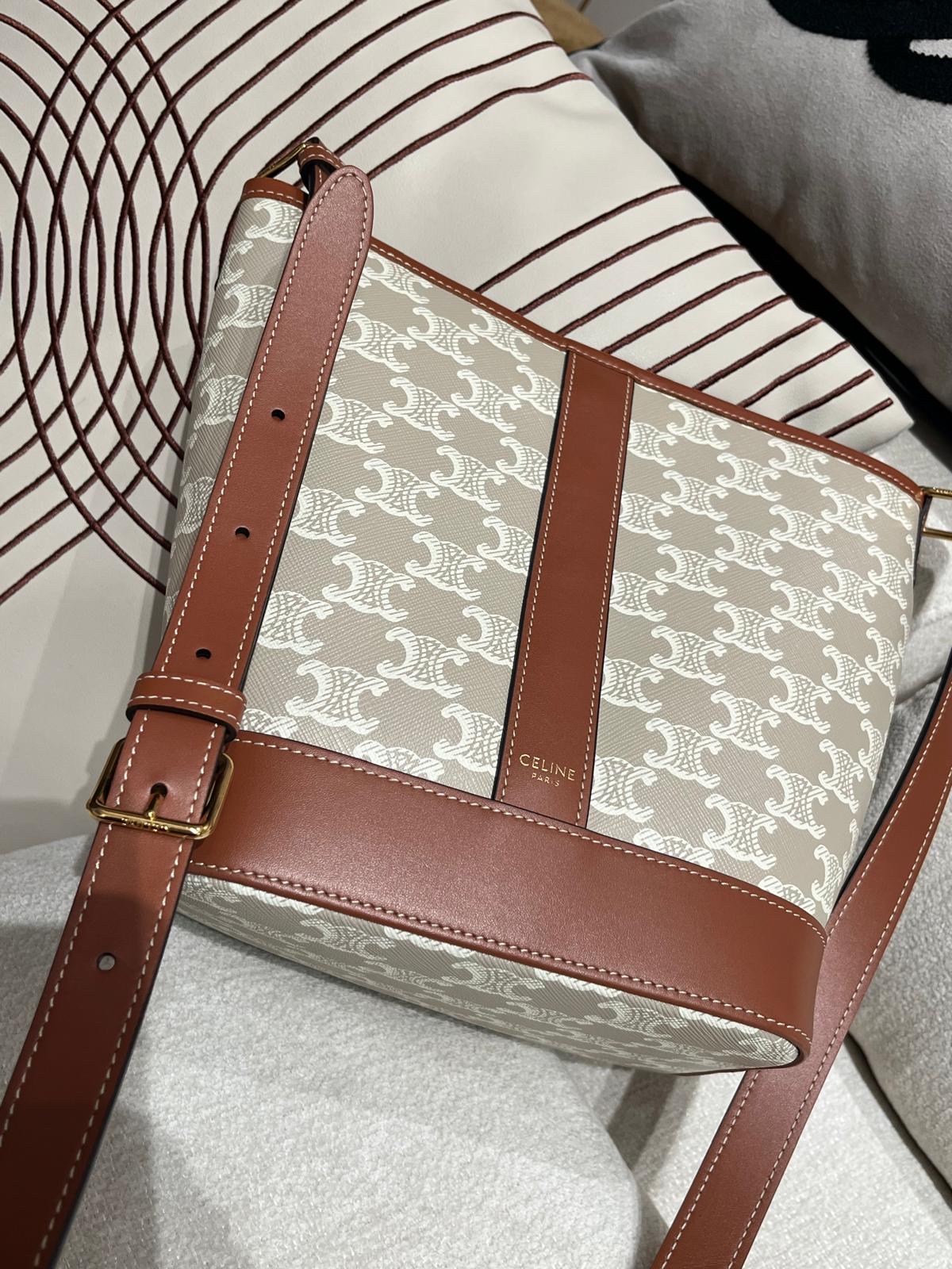 Celine Bucket small IN TRIOMPHE CANVAS AND CALFSKIN 100%Authentic, 98%New ✅Dust bag