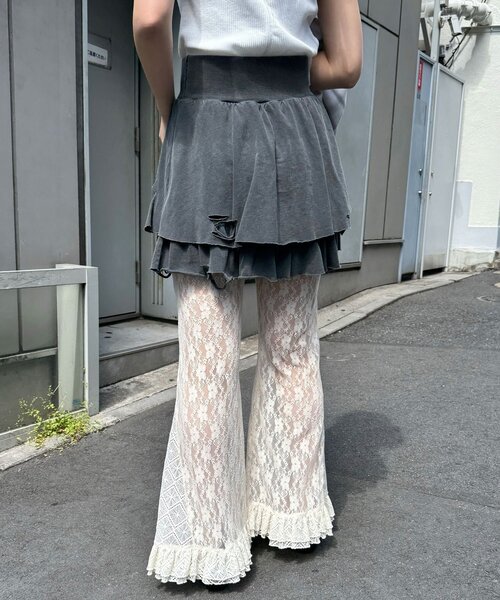 Lace喇叭層疊荷葉邊褲【JP011】